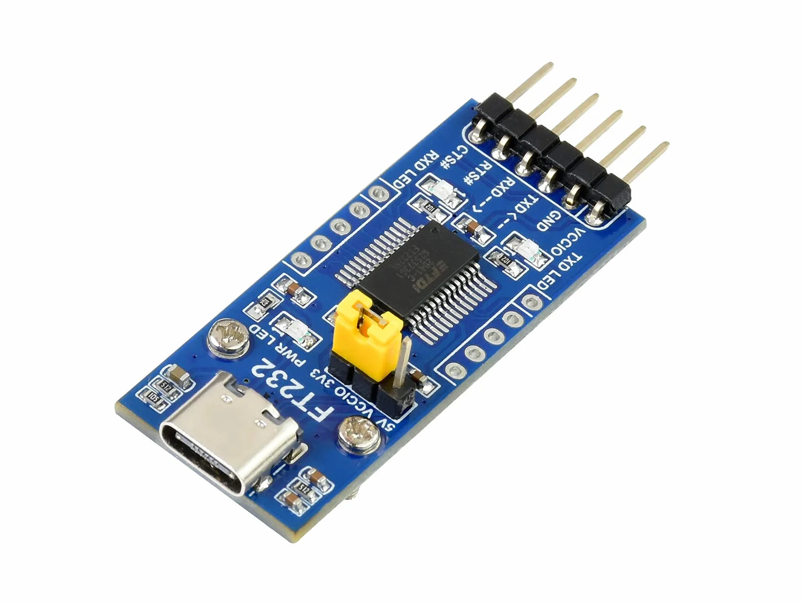 Waveshare FT232 USB-C to UART Module, Supports 3.3V/5V Logic Level, Compatible with Mac OS/Linux/Android/WinCE/Windows 7/8/8.1/10/11