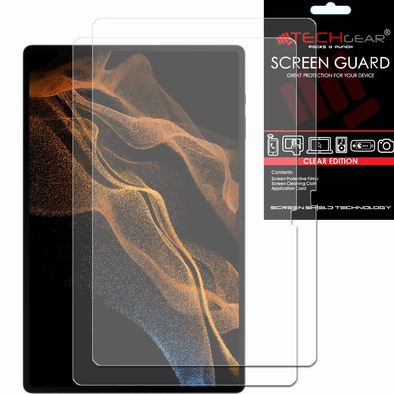TECHGEAR 2 sztuki ochraniaczy ekranu Galaxy Tab S9 Ultra 14,5 cala (SM-X910 / SM-X916), ultra przezroczysta osłona ekranu zaprojektowana dla Samsung Galaxy Tab S9 Ultra 2023