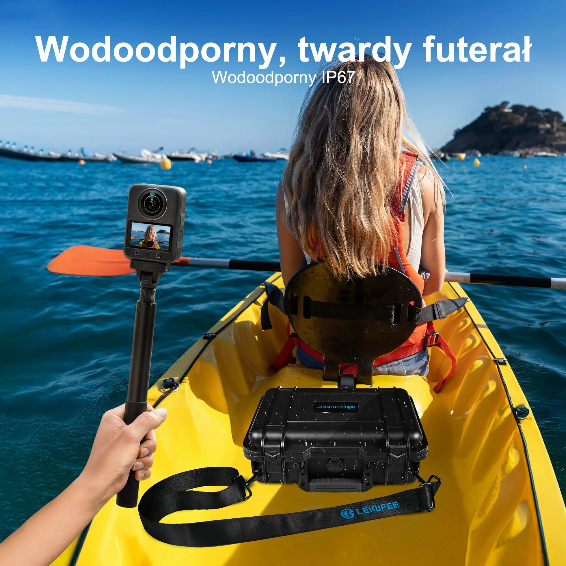 Lekufee Wodoodporna Twarda Walizka dla DJI Osmo 360, Adventure Combo, Bateria, Osmo Selfie Stick, Etui Ładujące DJI Mic 3/2/Mic Mini i Inne Akcesoria (Tylko Walizka)