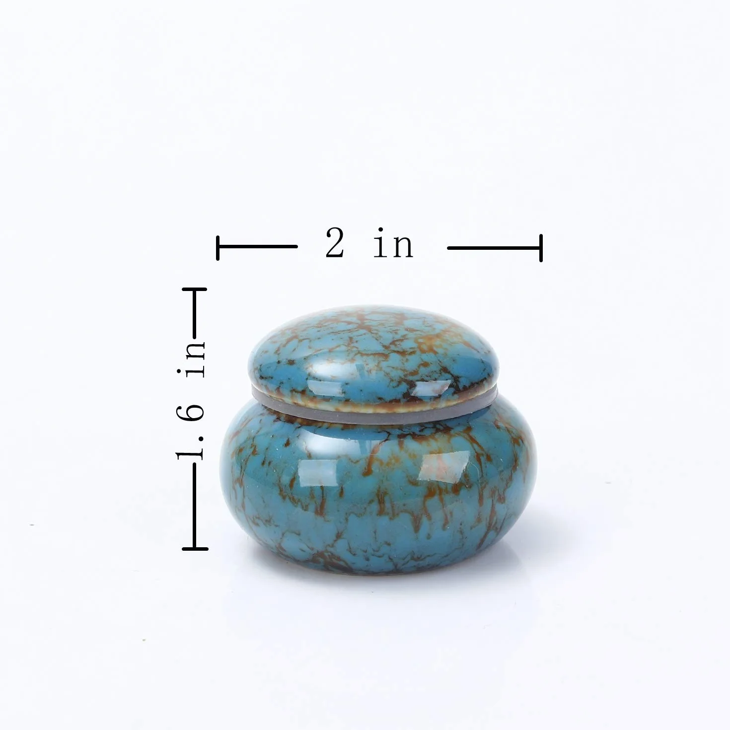 Urna na Prochy Ceramiczna 4 cm Ręcznie Wykonana Niebieska Zielona