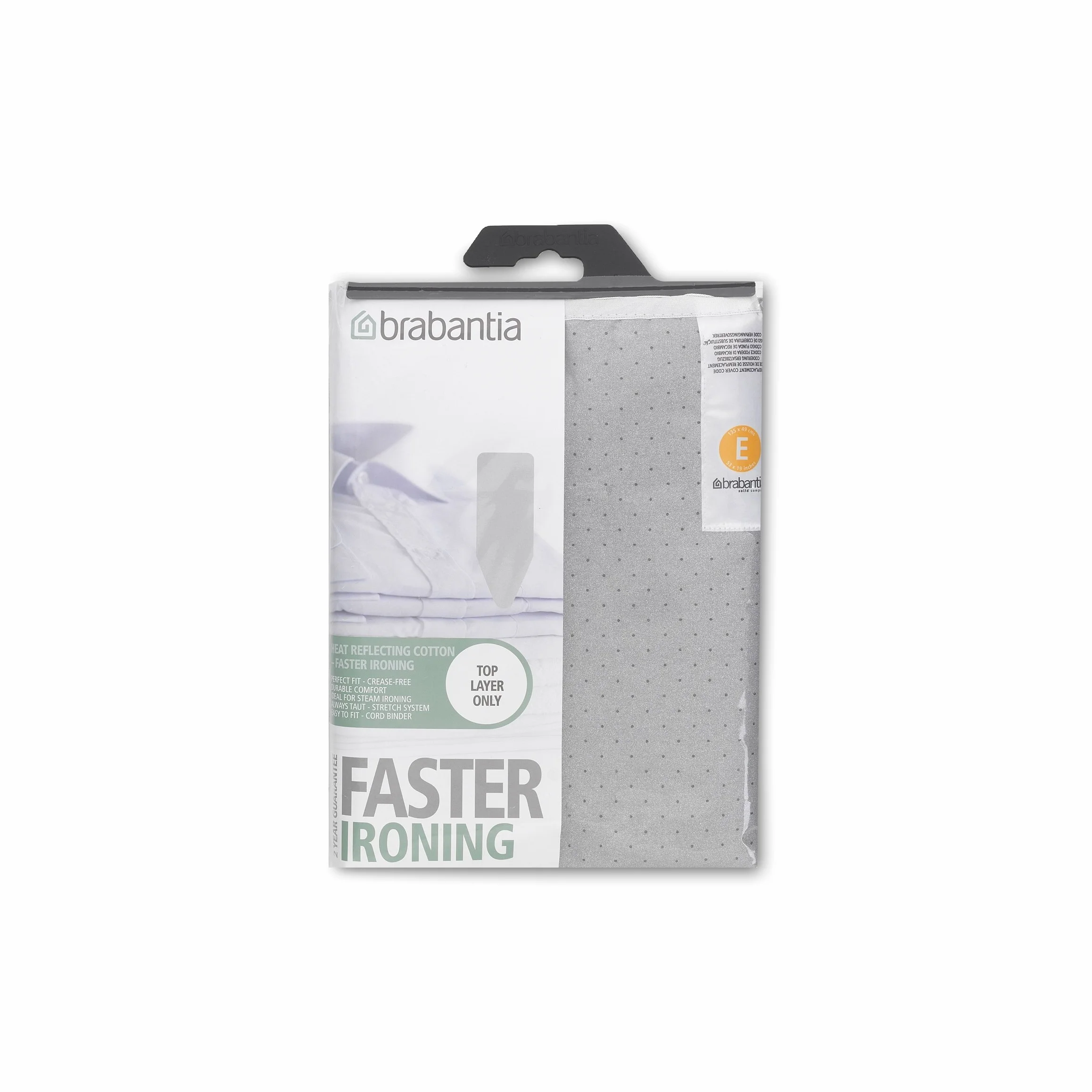 Brabantia Pokrowiec na deskę do prasowania rozmiar E 135x45cm bawełniany pianka 2mm metalizowany Srebrny