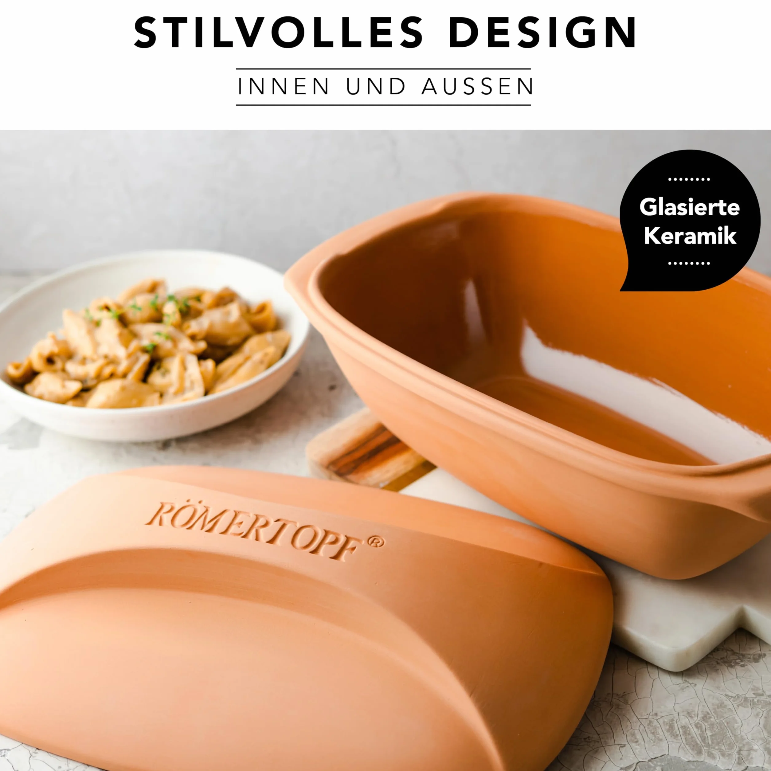 Garnek rzymski CULINARIO brytfanna 3L z pokrywką ceramiczną do duszenia, smażenia i gotowania na parze