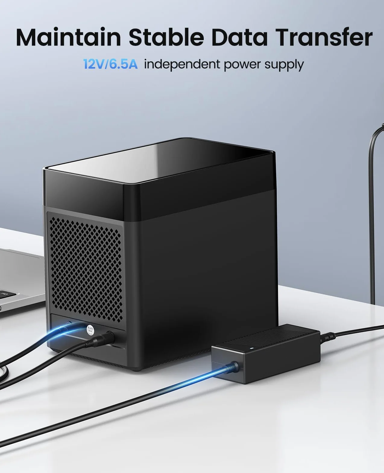 ORICO Tool-Free 5 Bay stacja dokująca USB 3.1 Type C Magnetic-Type Obudowa dysku twardego 3,5" SATA Zewnętrzny dysk twardy Obudowa Obsługa 5x16TB z zasilaczem 12V6.5A Kompatybilny z Windows/Mac/Linux