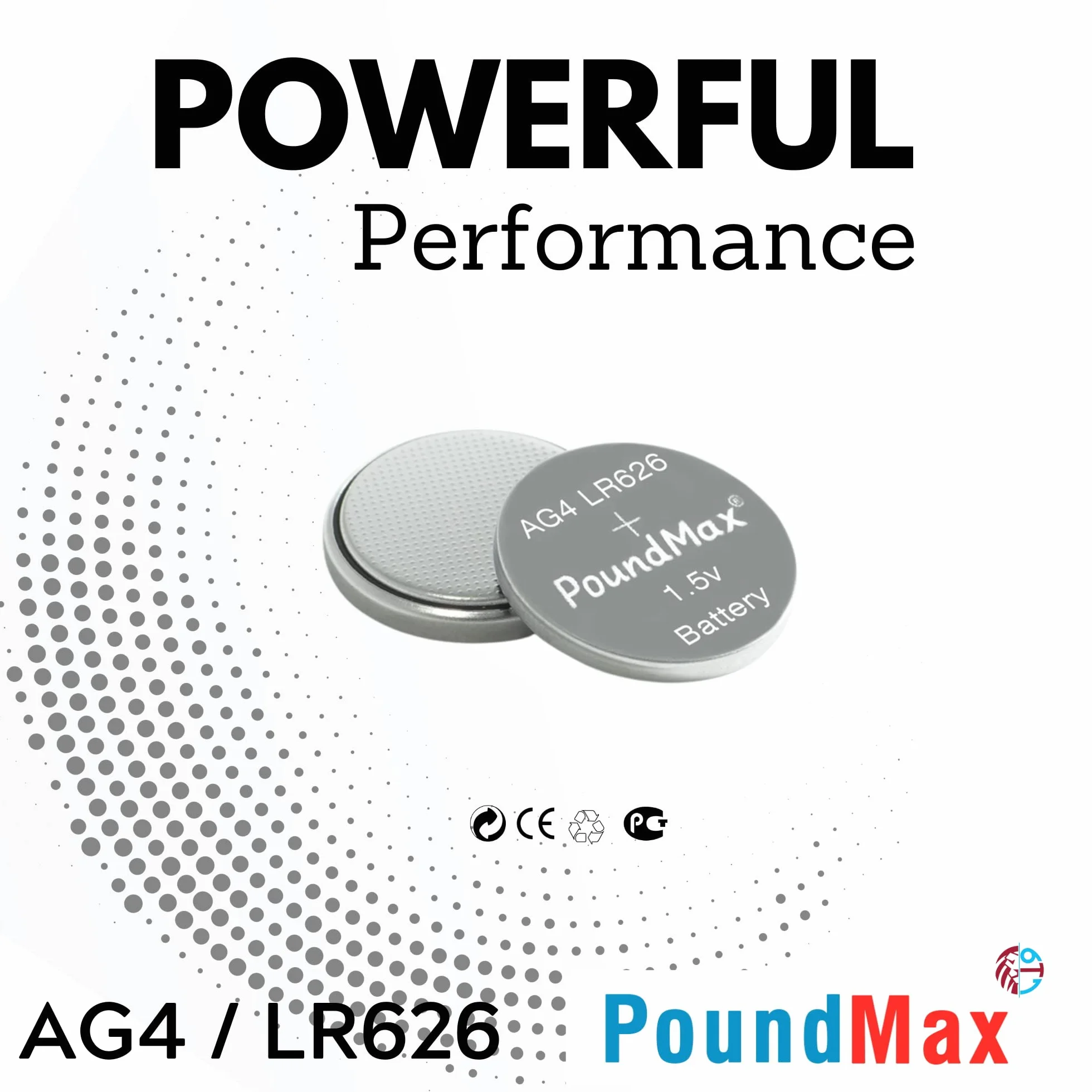 10 x AG4 376/377 LR66 SR626 SR626SW 1,5 V PoundMax alkaliczna bateria guzikowa