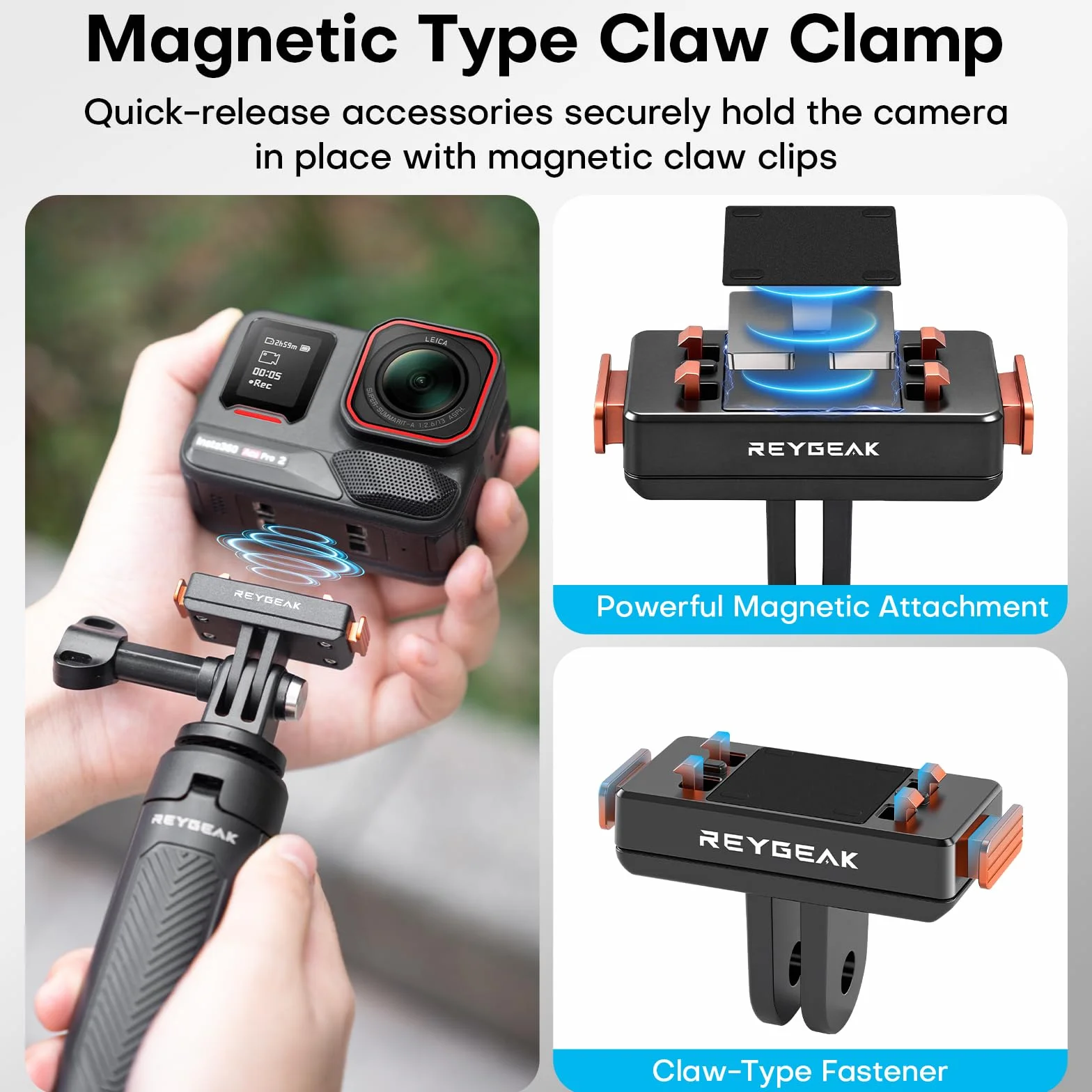 REYGEAK Magnetyczny uchwyt do szybkiej wymiany do Insta360 Ace Pro/Ace Pro 2/X5, lepszy niż oryginalny magnetyczny uchwyt adaptera (1 sztuka)