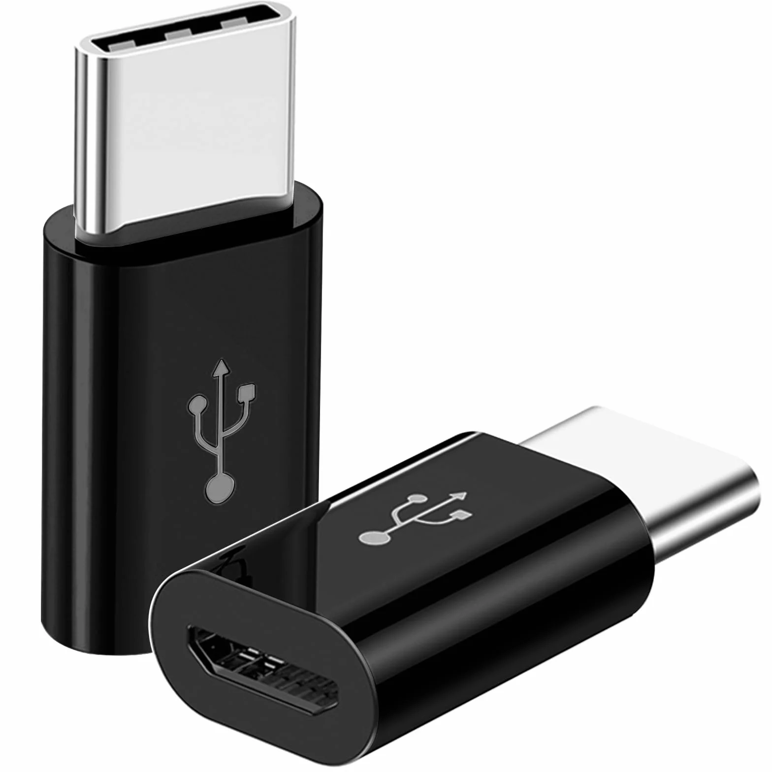 Adapter micro USB na USB C, 2 sztuki, USB typu C męski na micro USB żeński adapter USB C kompatybilny z Samsung Galaxy, Huawei, telefonami typu C, tabletami i innymi (czarny)