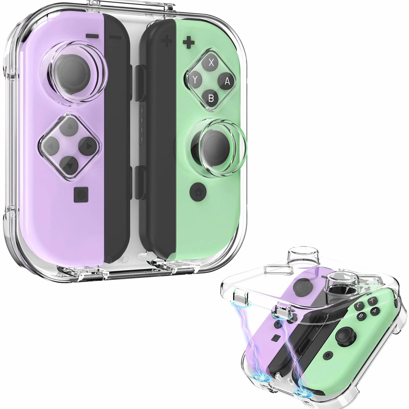FINTIE Etui do przechowywania Joy-con przenośne pyłoszczelne pudełko ochronne kompatybilne z Nintendo Switch Joy-Con, Switch/OLED PC, przezroczysta obudowa z zamknięciem magnetycznym (przezroczysta)