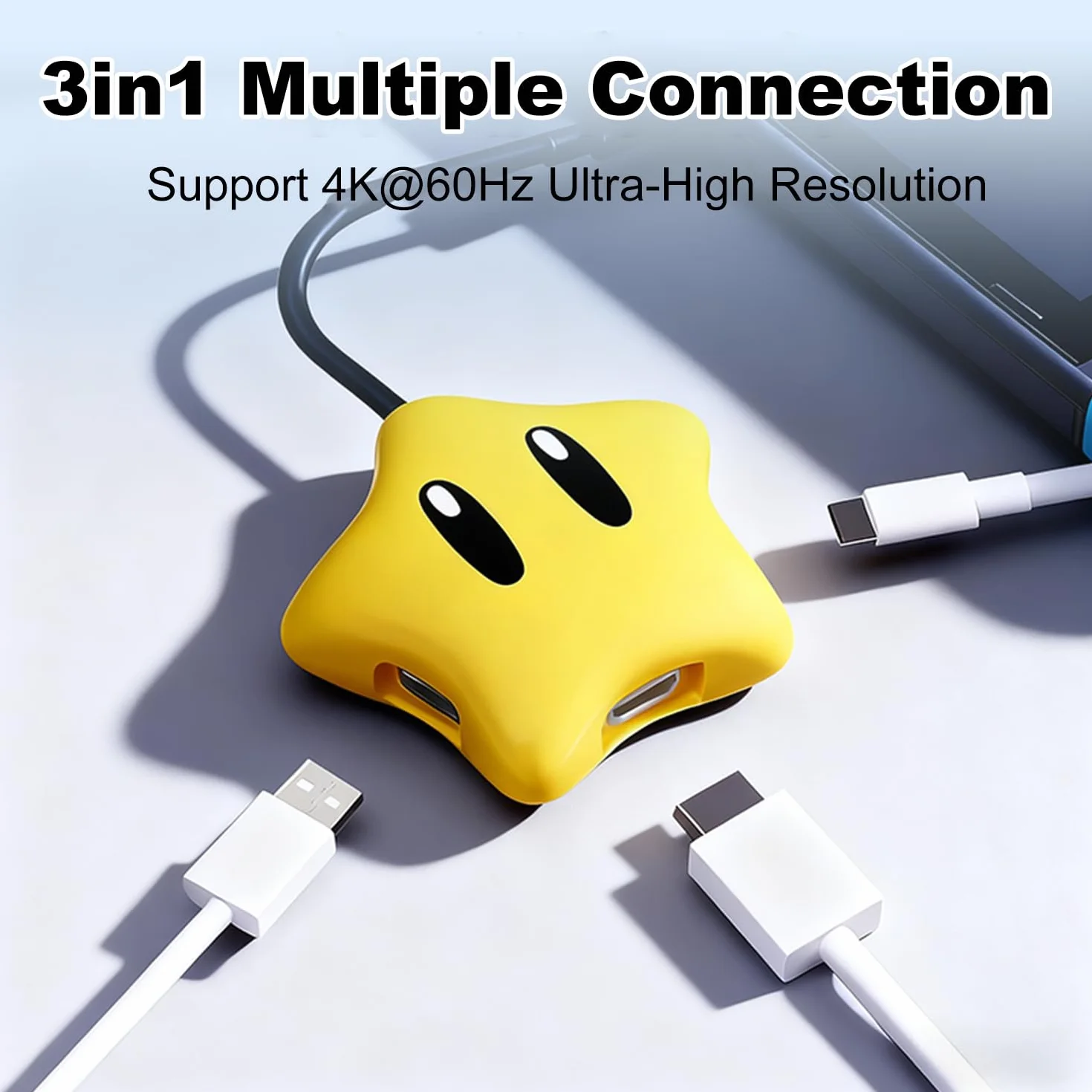 RREAKA Stacja dokująca Switch2 do Nintendo Switch 2 i 1, adapter gwiazdkowy z 4K przy 60 Hz, port USB 3.0, ładowanie typu C 100 W, światło LED, przenośna stacja dokująca Star, do przełącznika 1/2