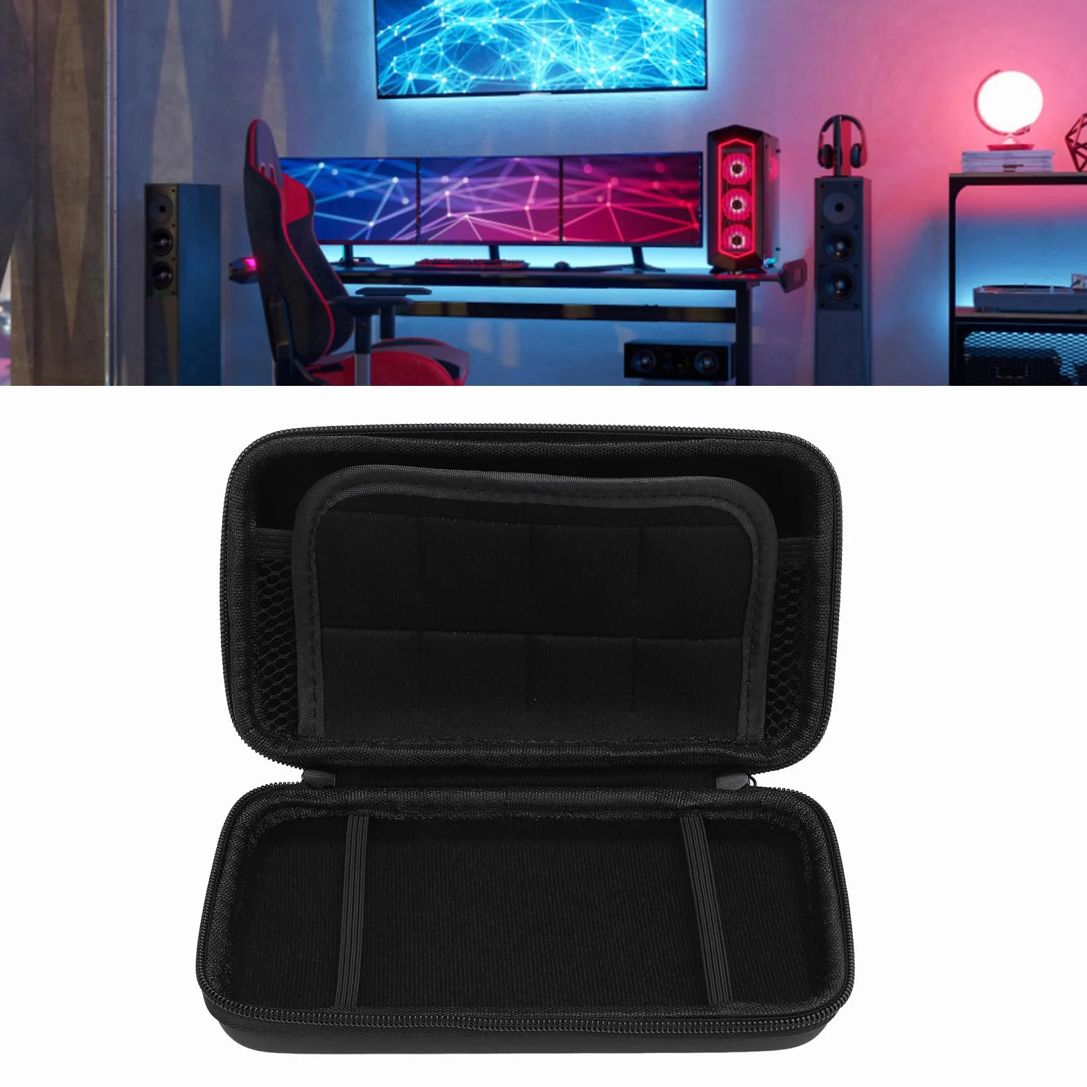 Hard Shell Travel z 8 Szczelinami i Magazynem Akcesoriów dla 3DS XL/2DS XL/DS Lite/DSI XL Console (czarny) (BLACK)