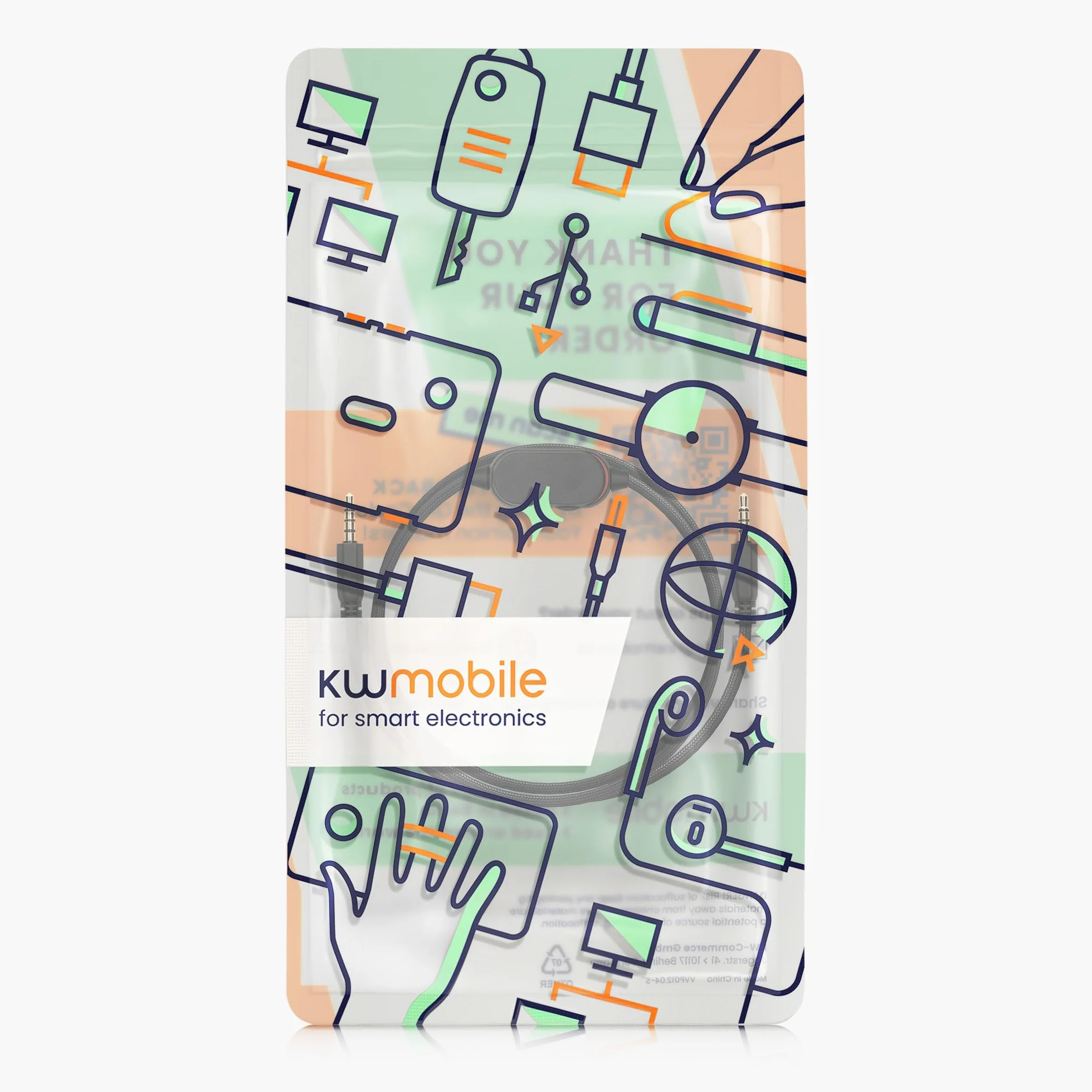kwmobile kabel do słuchawek kompatybilny z Alienware AW920H / AW720H / AW310H / AW510H / AW988 - kabel zapasowy 100 cm - z mikrofonem i regulacją głośności - gniazdo 3,5 mm
