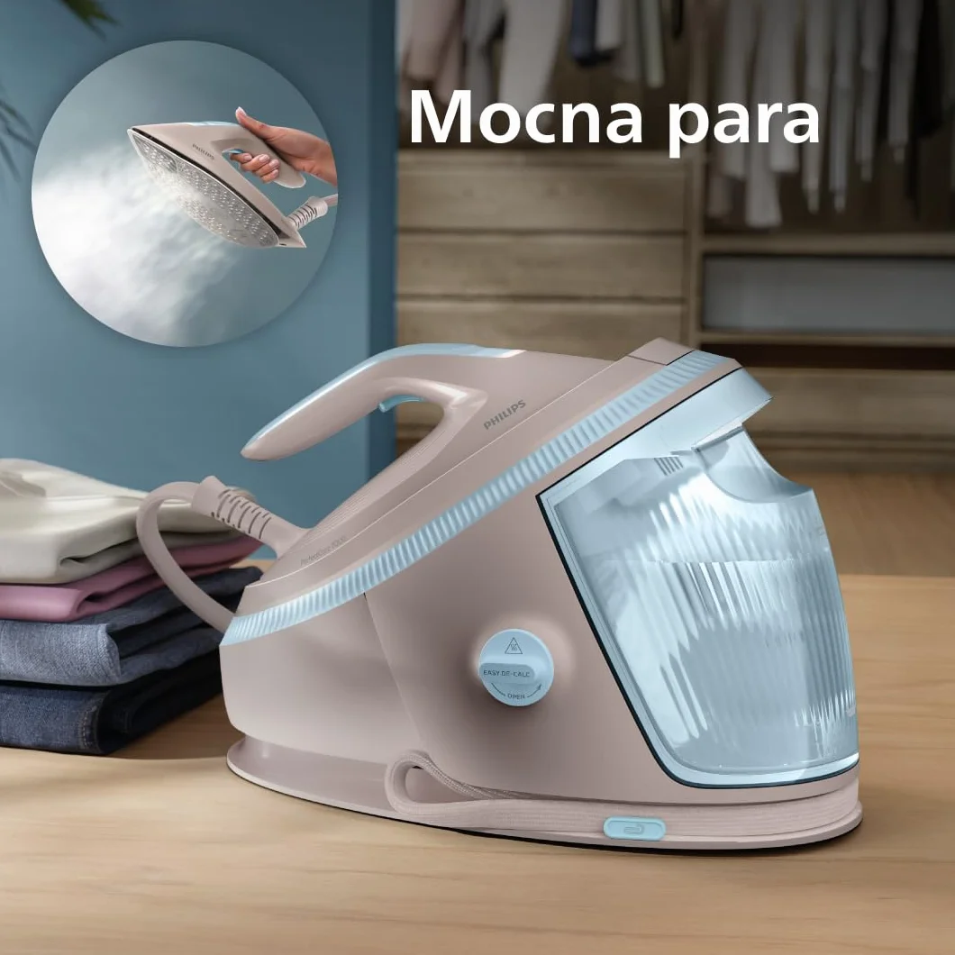 Philips PerfectCare Generator Pary Serii 7000 Uderzenie Parą 600g Ciśnienie 8,5 Bar Stopa SteamGlide Elite Wyjmowany Zbiornik 1,5L PSG7200/60
