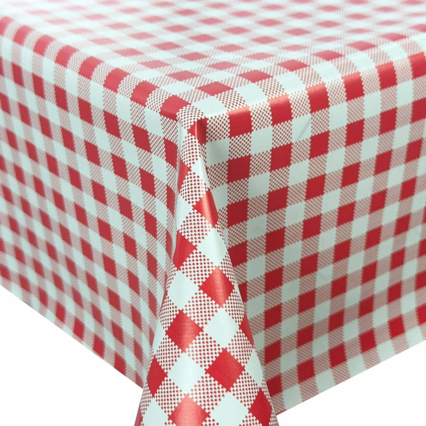 Obrus ceratowy ÖkoTex 140x140 cm czerwono-biały w kratkę wodoodporny