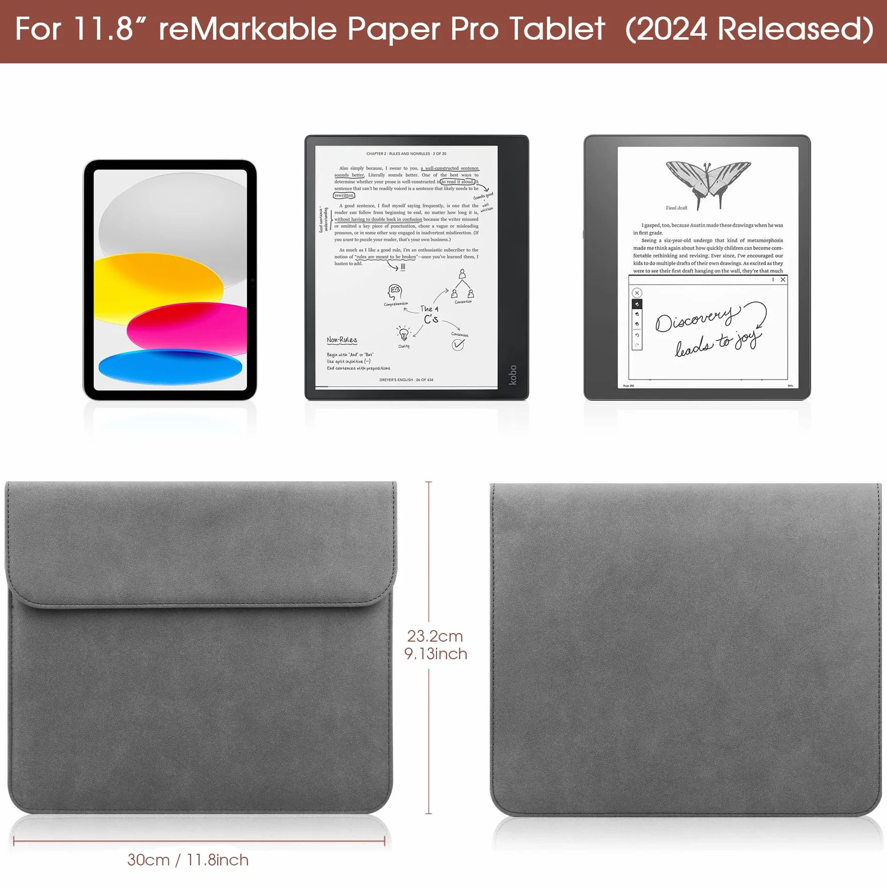 HoYiXi Pokrowiec na Remarkable Paper Pro 11,8” z kolorowym wyświetlaczem (wydany w 2024), etui ochronne z uchwytem na długopis kompatybilne z 11-calowym wyświetlaczem Paper Kindle Scribe (wydanie 2025