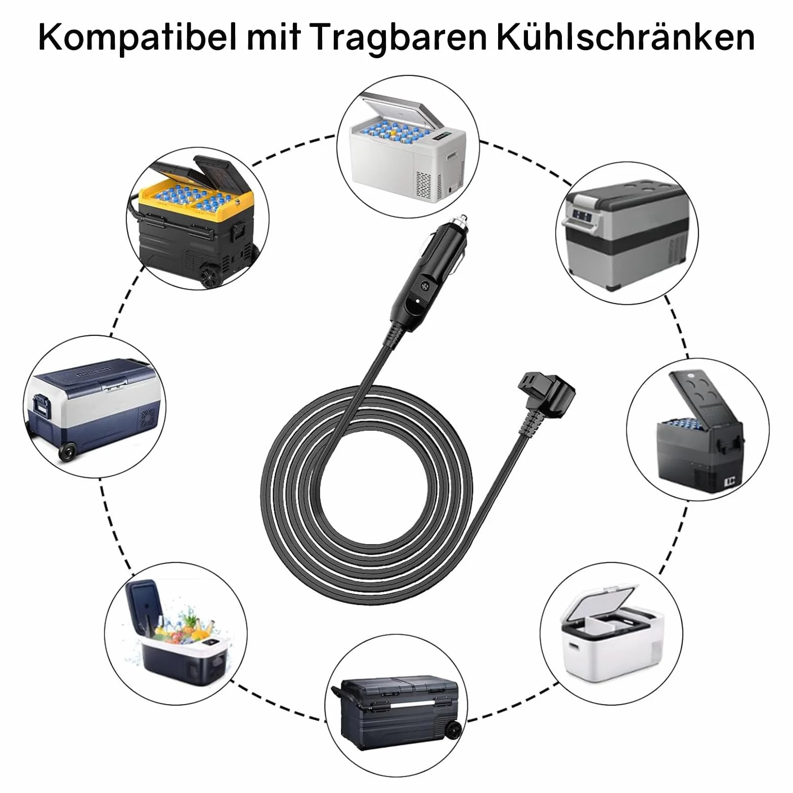 Kabel zastępczy do lodówki samochodowej 12 V-24 V, 12 V, 10 A, wtyczka do lodówki Mobicool, Alpicool ARB Waeco CF, kabel do lodówki samochodowej 1,8 m