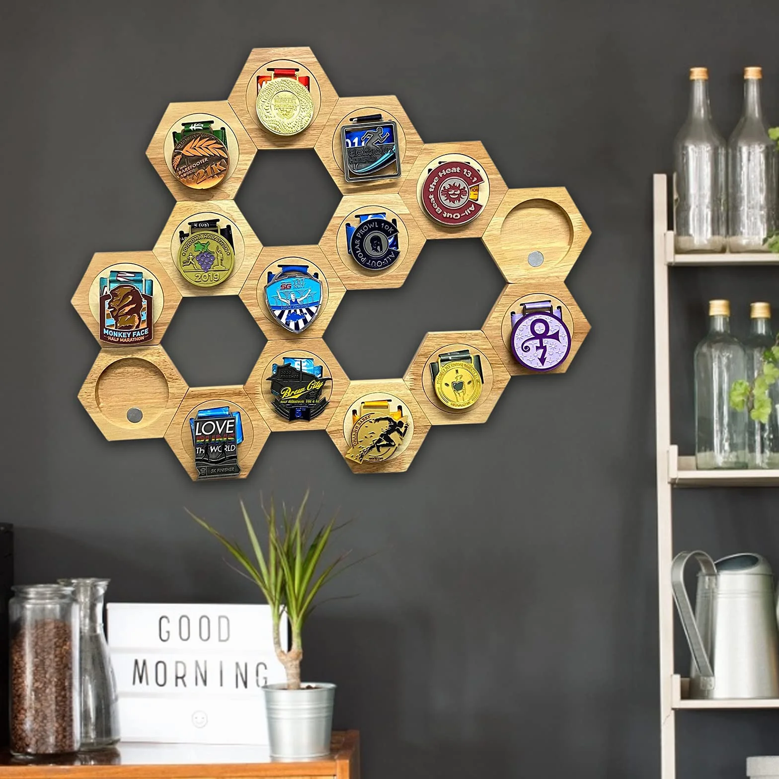 Medal Display Rack Hexagon Medal Storage Holder Prezenty dla Miłości Sportowej