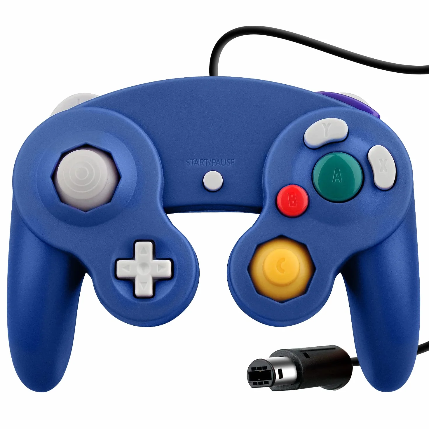 OSTENT Sterownik do gier z okablowaniem, kompatybilny z Nintendo Gamecube NGC, kolor niebieski