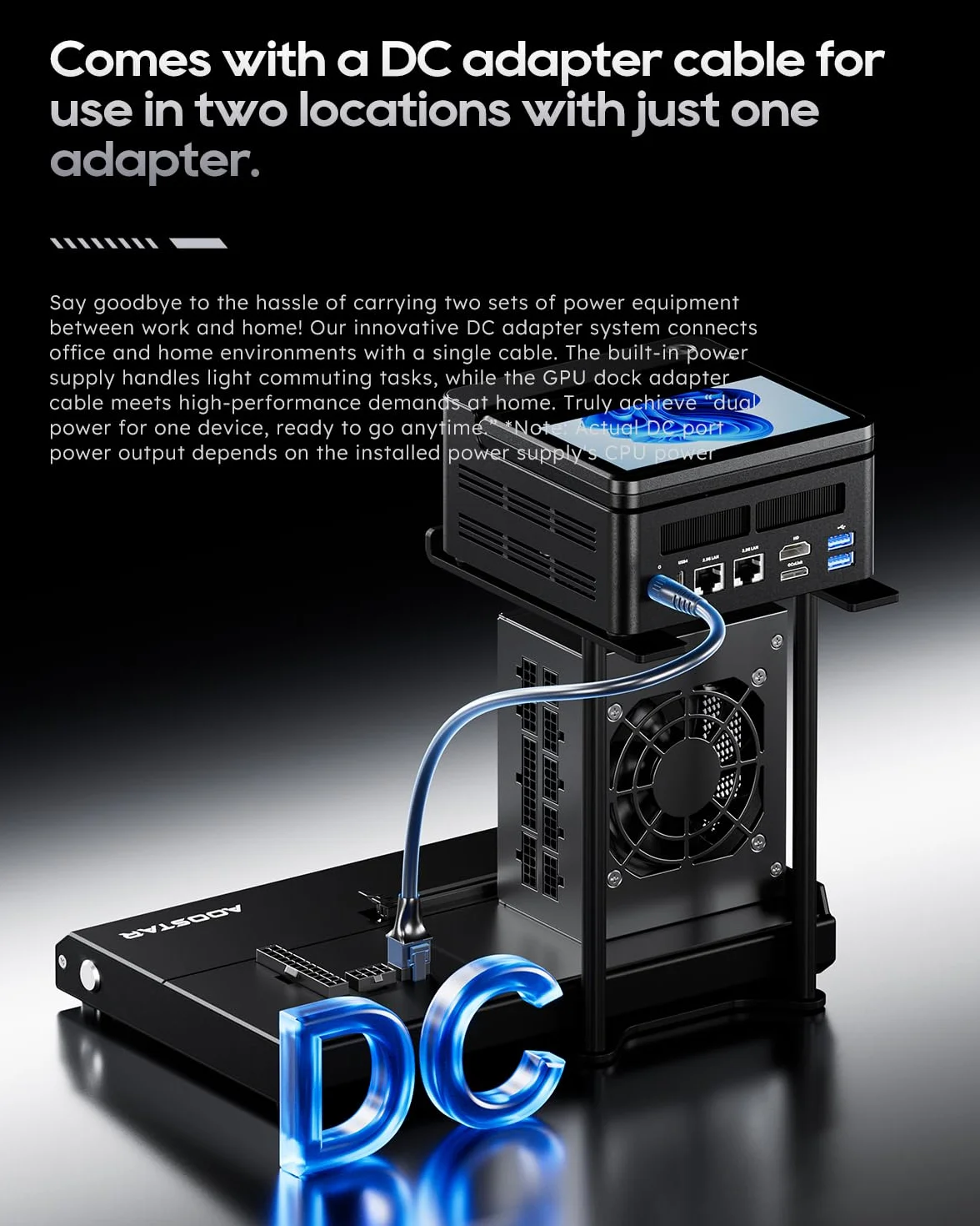 AOOSTAR EG01 eGPU Stacja dokująca z OCuLink, Stacja dokująca do zewnętrznych karta graficznych GPU, PCIex16(PCIe4.0x4), 150W DC, obsługuje zasilacze ATX/SFX, do mini pc/laptopów/kart graficznych