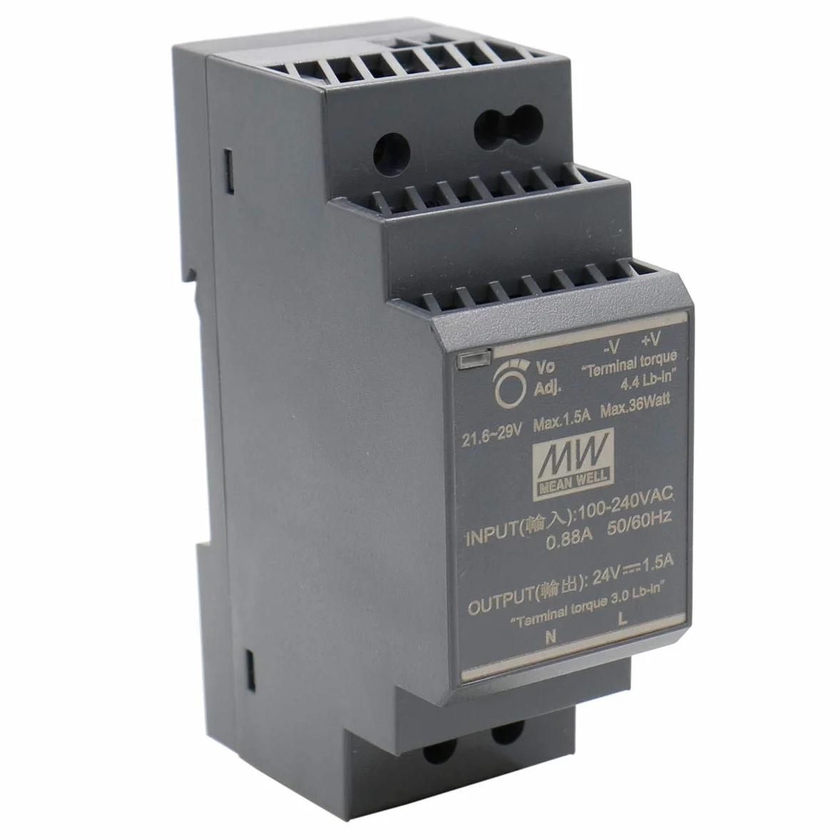 MEANWELL Zasilacz impulsowy na szynę DIN 36W 24V/1.5A