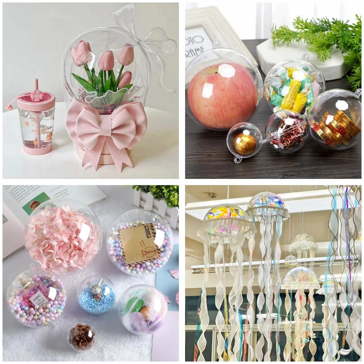 Przezroczysta plastikowa kula akrylowa 14 cm 5 szt. do dekoracji DIY