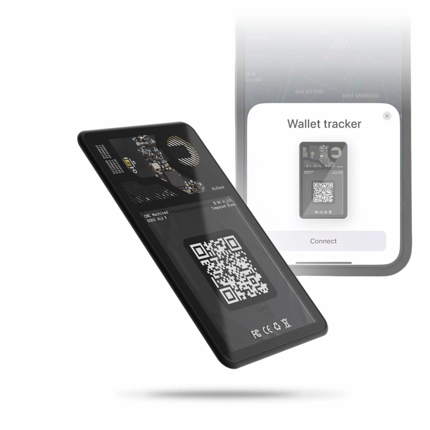 Rolling Square Aircard – lokalizator przedmiotów z funkcją śledzenia Bluetooth, znacznik NFC + karta biznesowa z kodem QR, kompatybilna z Apple Find My, lokalizator portfeli, bagaży, plecaków