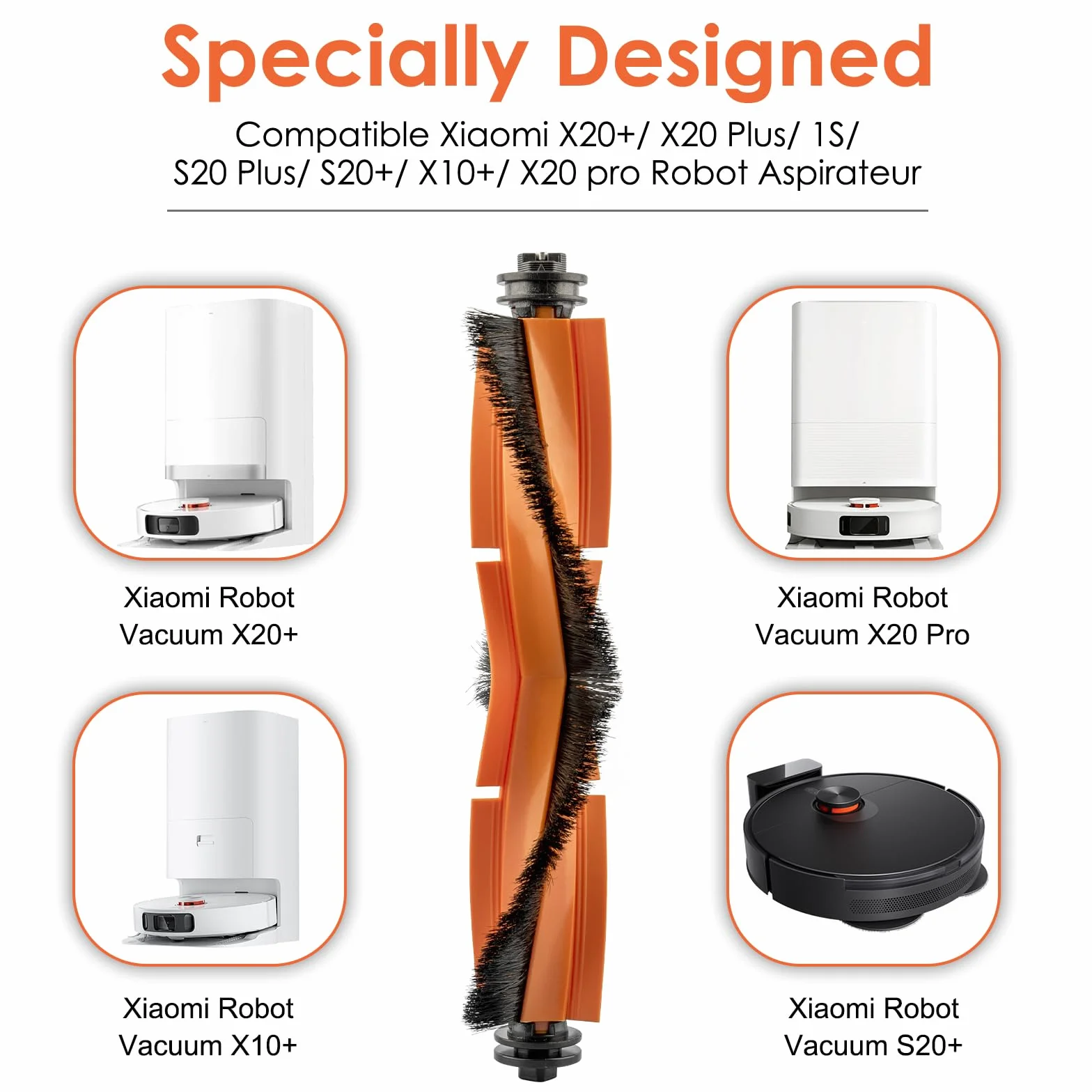(2 Sztuki) X20+ Wymienne Szczotki Rolkowe Kompatybilne z Xiaomi X20+/ X20 Plus/ 1S/ S20 plus/ S20+/ X10+/ X20 pro, zestaw akcesoriów do głównej szczotki rolkowej, szczotka do wielu powierzchni