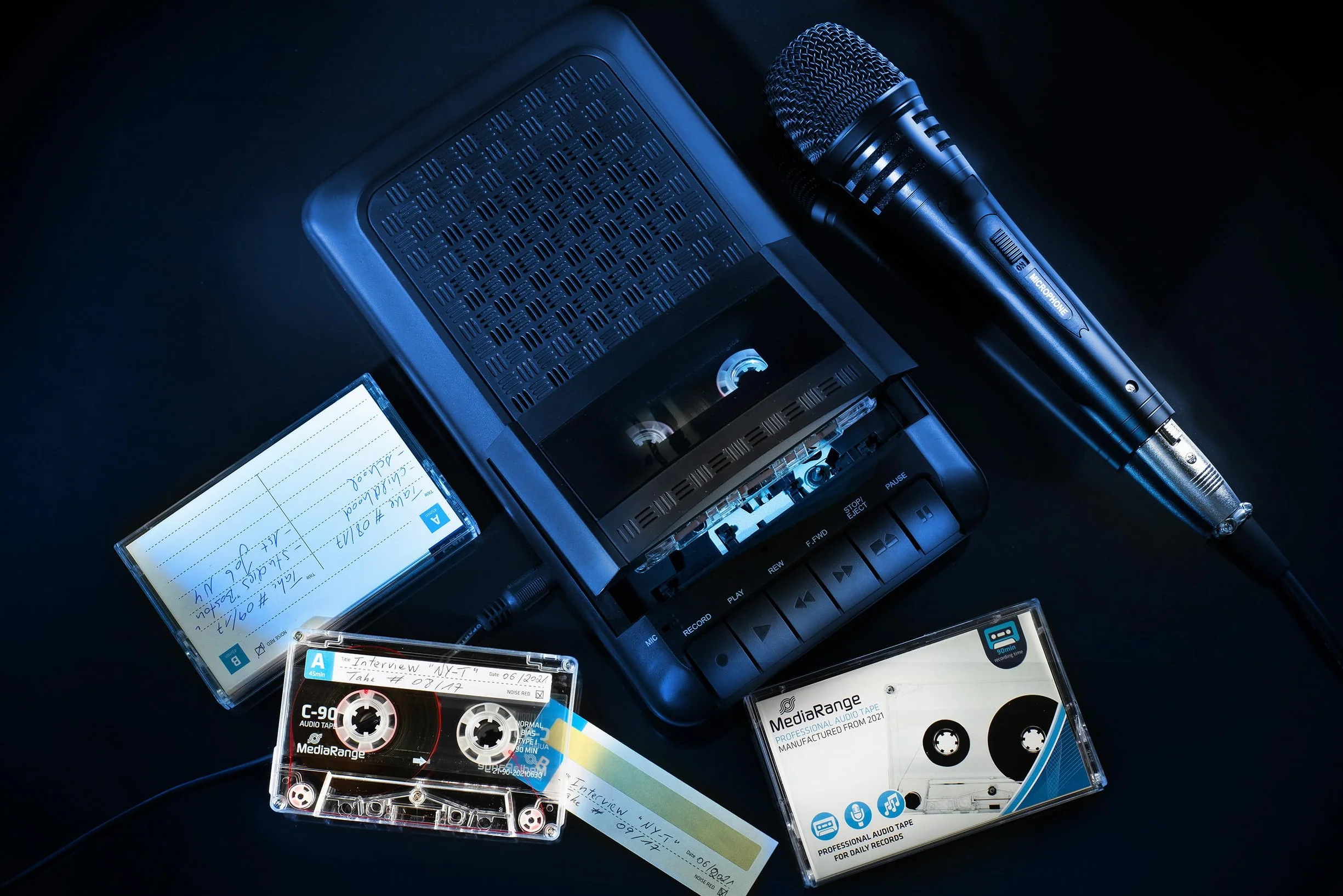 MediaRange Profesjonalna kasetka audio, C-90 I 90 min, typ 1, normalne bias, przezroczysta