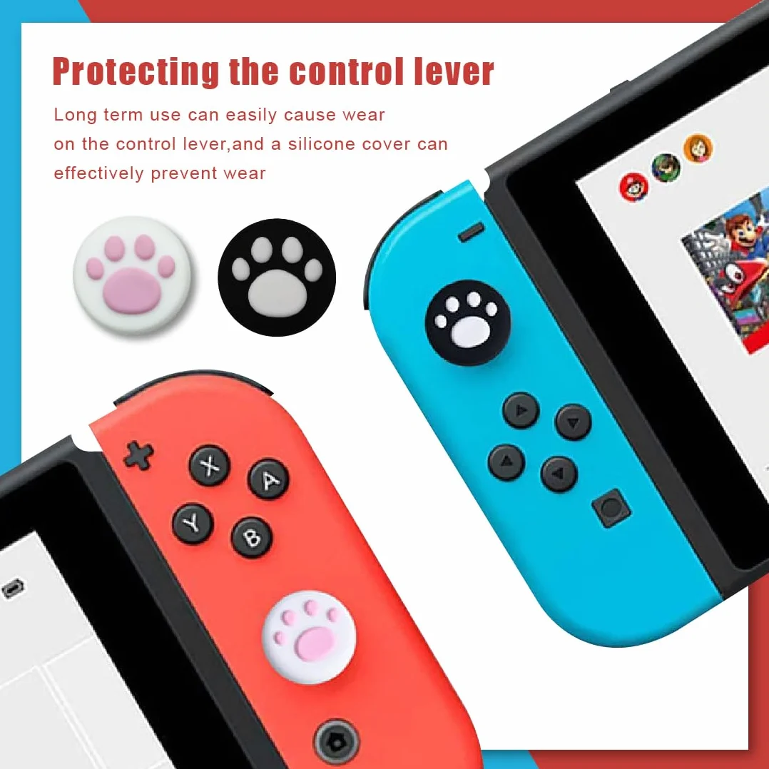 24 sztuki joysticka nakładki na joystick nakładki na joystick nakładki przełączniki analogowe nakładki na kciuk silikonowe nakładki na kciuki w łapach kota do kontrolera