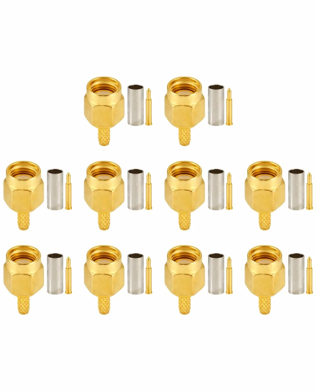 Vecys 10 PCS SMA Złącza SMA Męski Złącze Zaciskane dla RG316 RG174 Kabel Koncentryczny RF