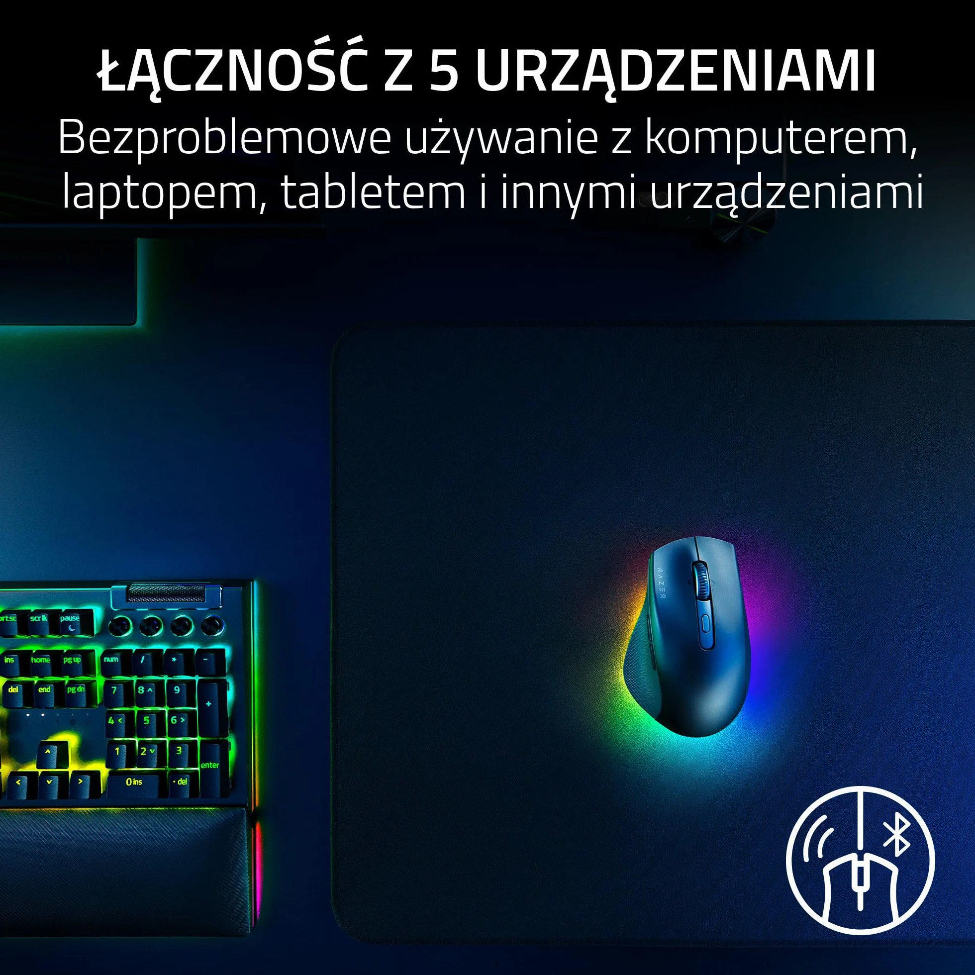 Razer Pro Click V2 - bezprzewodowa ergonomiczna mysz - AI Prompt Assist - czujnik optyczny 30K - 3,5 miesiąca pracy na baterii (14 stref Chroma RGB, przechylane kółko HyperScroll) Czarny