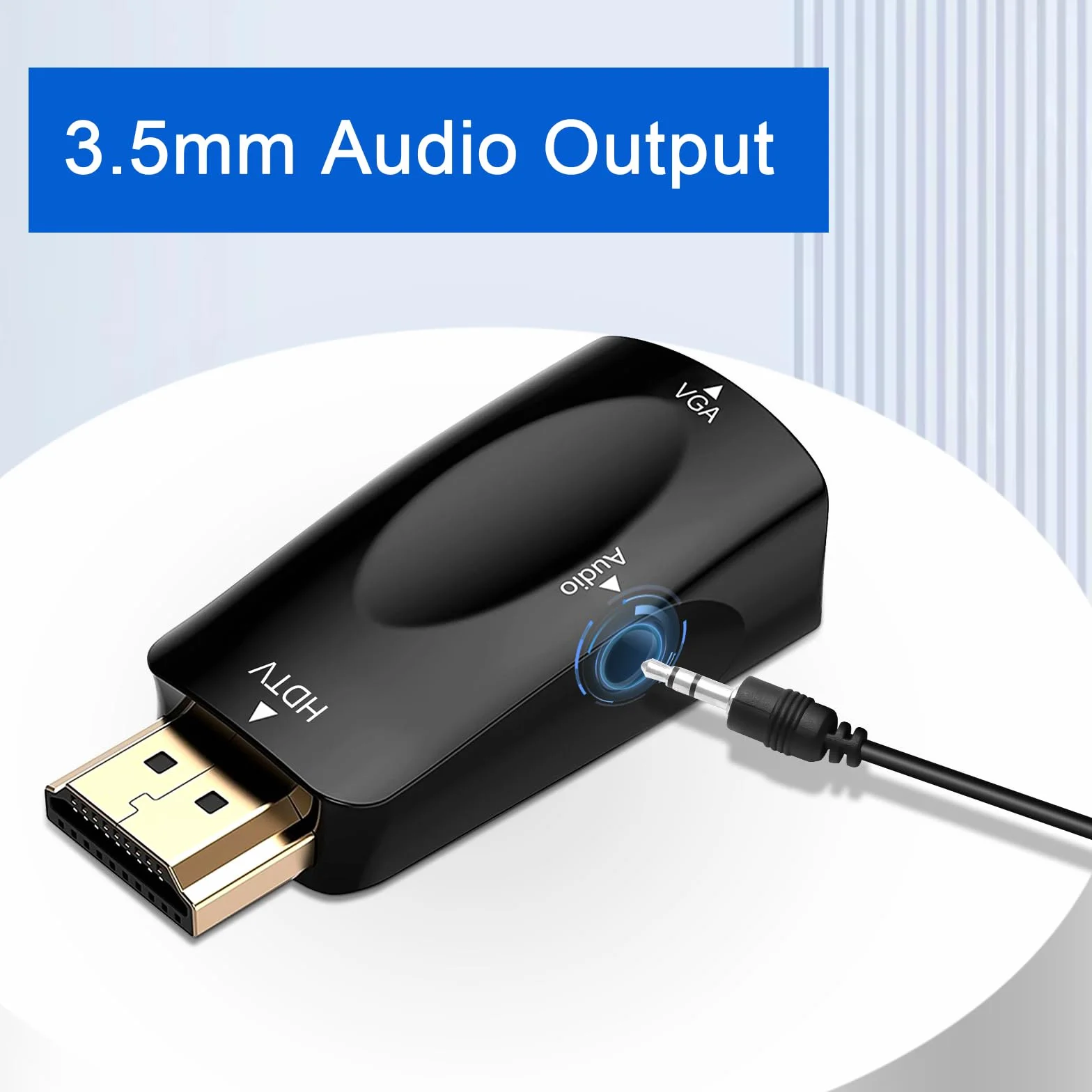 HENGBIRD adapter HDMI na VGA 2 sztuki z kablem audio dla PC, laptopa, monitora, projektora Full HD 1080P adapter HDMI na VGA z 3,5mm złączem klinowym przenośny do biura, szkoły i domu