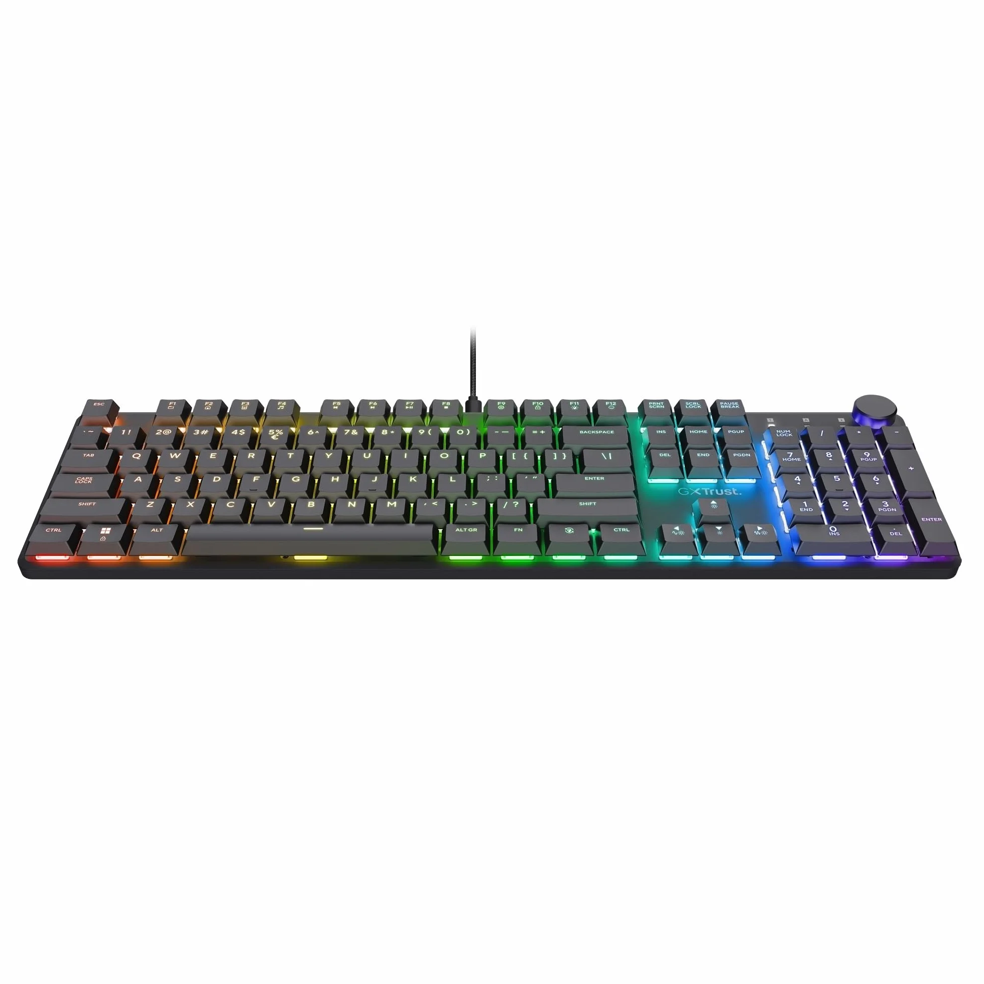 Trust Gaming GXT 866 Torix Klawiatura mechaniczna QWERTY US RGB podświetlenie przełączniki liniowe Huano White Anti-Ghosting N-Key Rollover USB PC Czarna