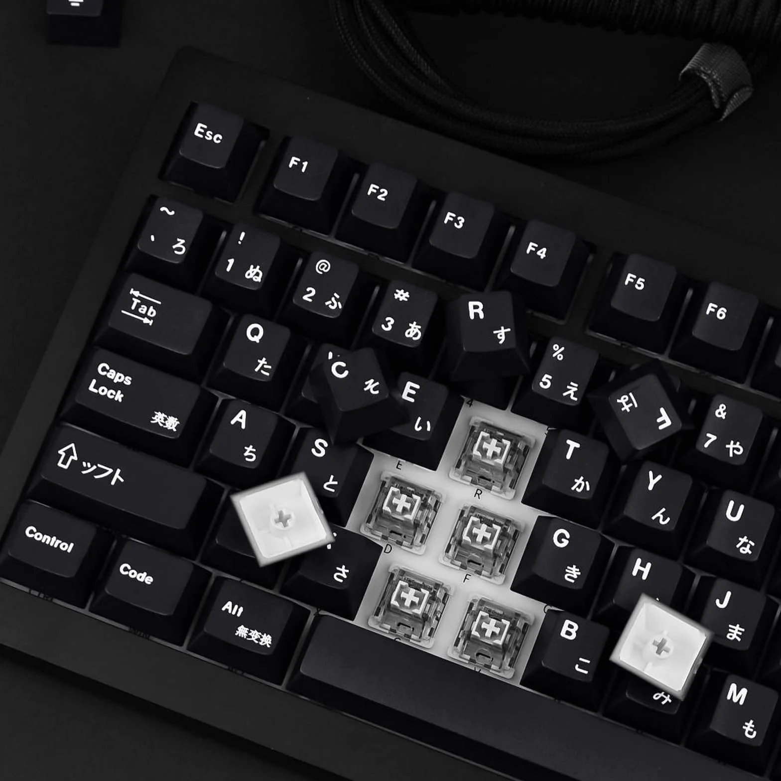129 klawiszy Black Japanese Keycaps Cherry Profile Keycaps, PBT Keycaps iso de Low Profile Keycaps Custom Keycaps de Layout, Dye-Sub Cherry Mx Keycaps do mechanicznej klawiatury
