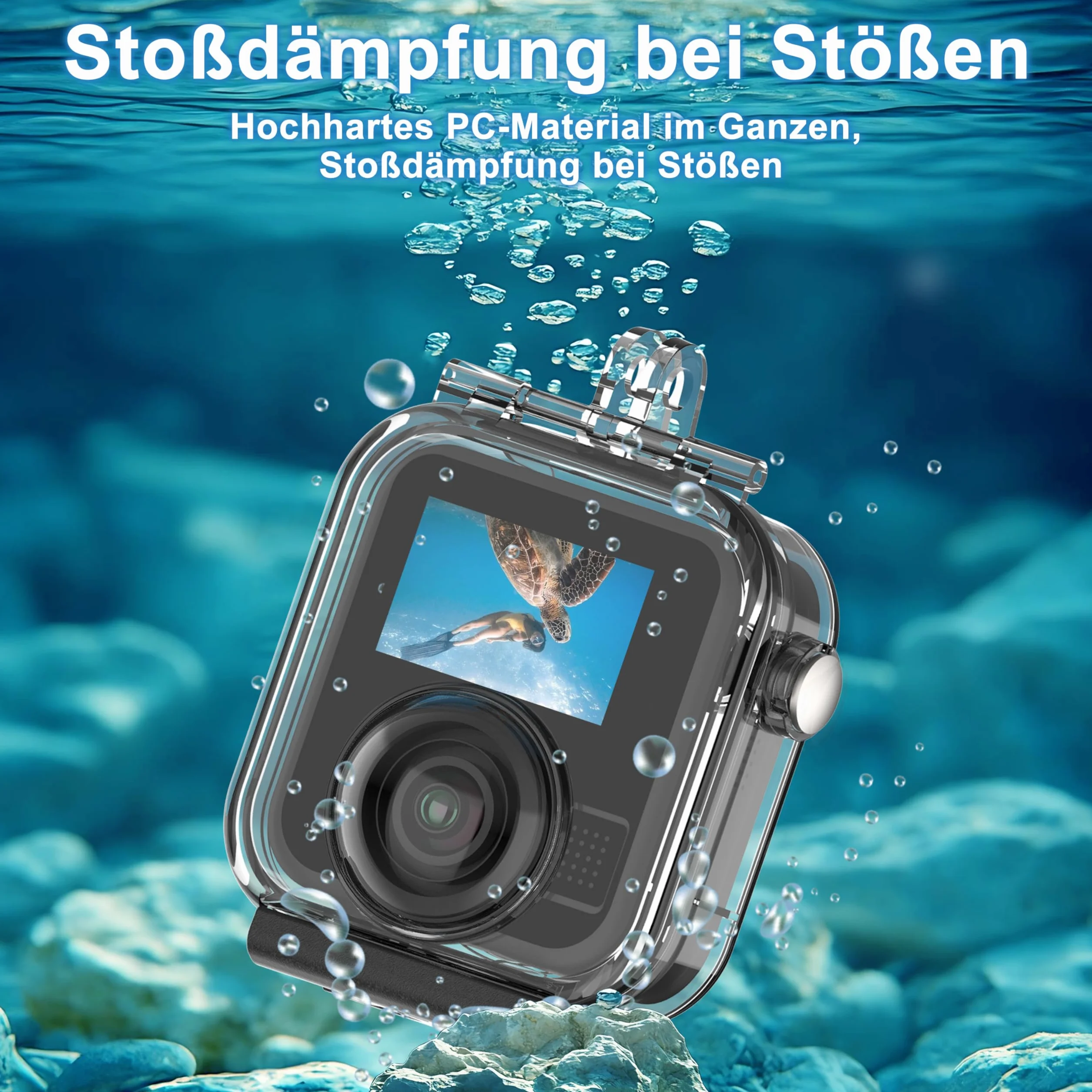 FitStill Wodoszczelny pokrowiec ochronny nadaje się tylko do Go Pro Max 2, optyczny szklany obiektyw, pyłoszczelny i wodoszczelny pokrowiec ochronny, obudowa do nurkowania pod wodą, maks. 2 akcesoria