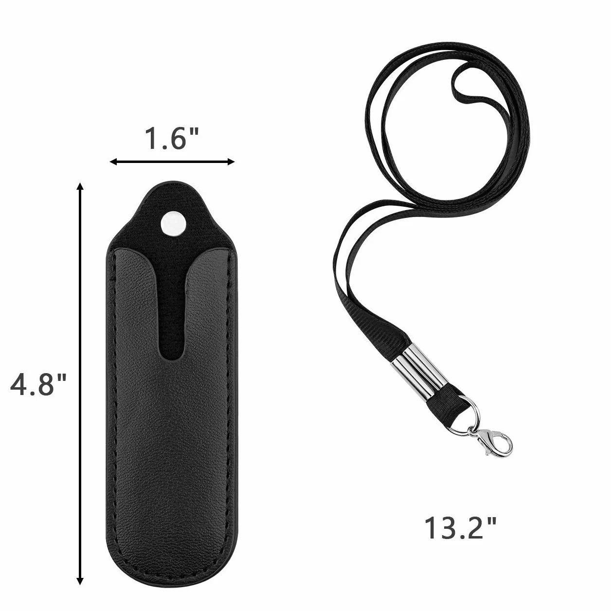 Smycz do naszyjnika ze skóry PU z woreczkiem na Ecig Ego, 4 szt, Czarny, 4.8*1.6