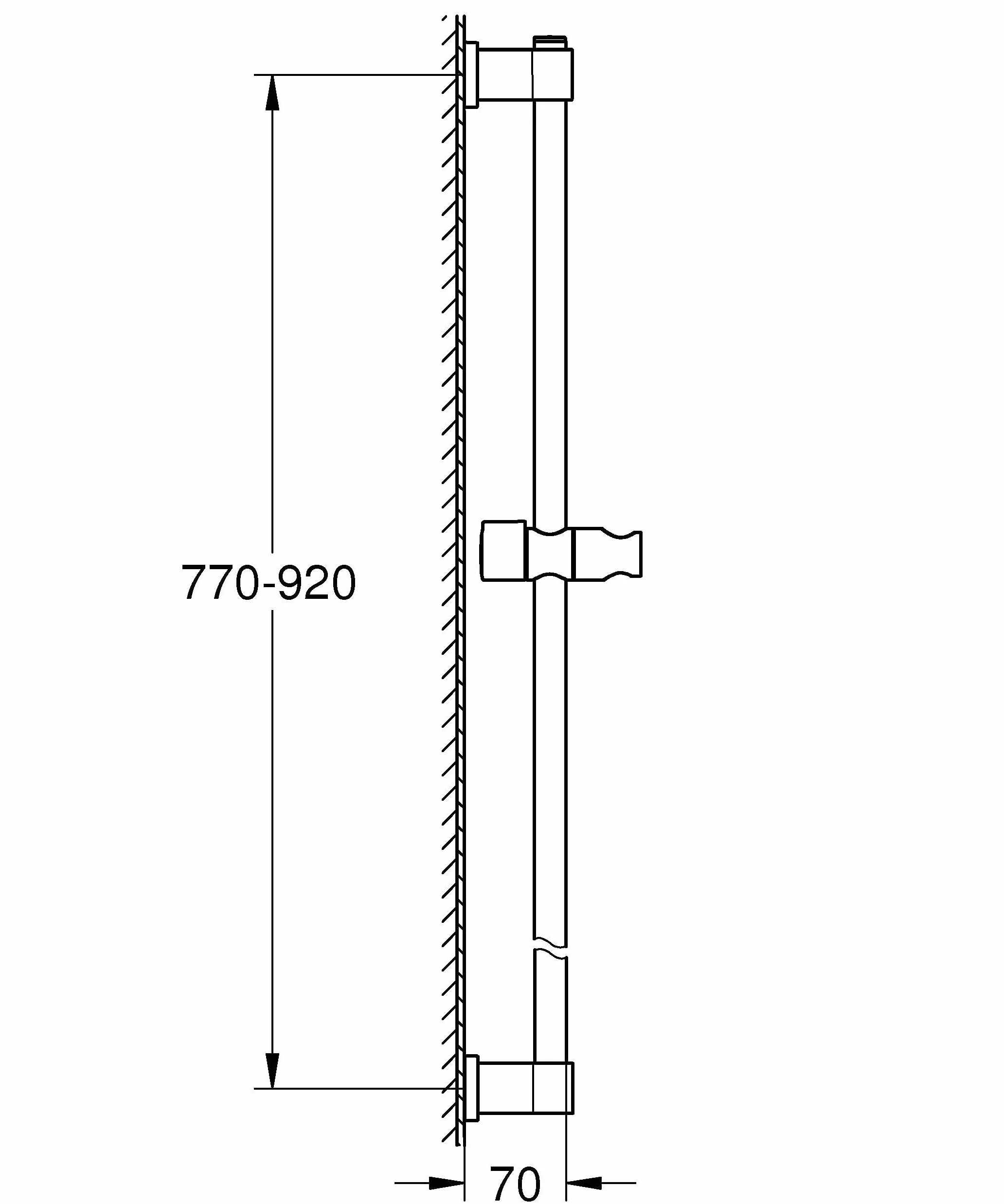 GROHE Vitalio 26961001 uniwersalny drążek prysznicowy QuickFix 90 cm (z uchwytami ściennymi, elementem ślizgowym i uchwytem obrotowym, siła trzymania maks. 20 kg), bardzo łatwy w montażu, QuickGlue,