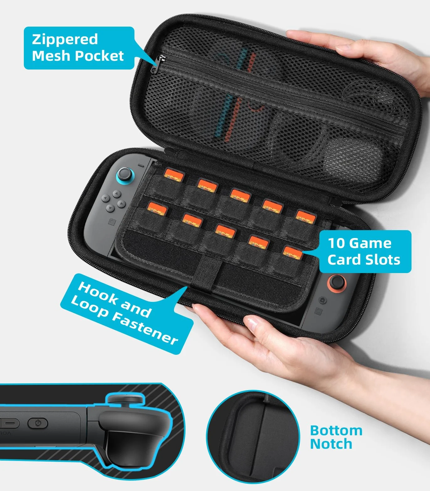 TiMOVO Carrying Case for Nintendo Switch 2 (2025), Large Capacity Protective Hard Shell Portable Travel Case Pouch for Switch 2, with 10 Game Card Slots and Pockets for Console & Accessories, Gray