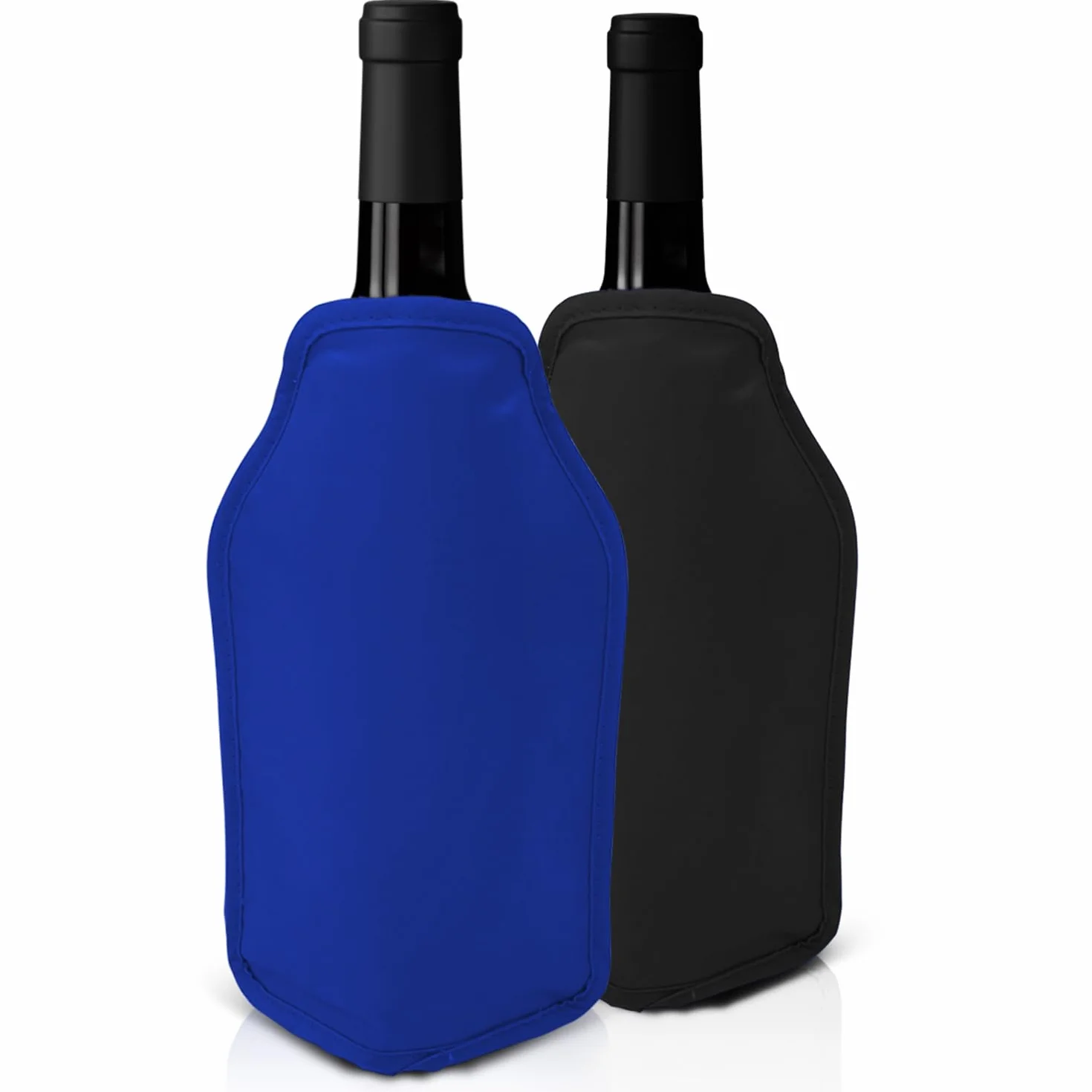 Joeji's Kitchen Zestaw 2 rękawów chłodzących do butelek wina, czarne i granatowe, idealne do chłodzenia butelek szampana Prosecco, idealne na kolacje, imprezy, piknik, festiwale