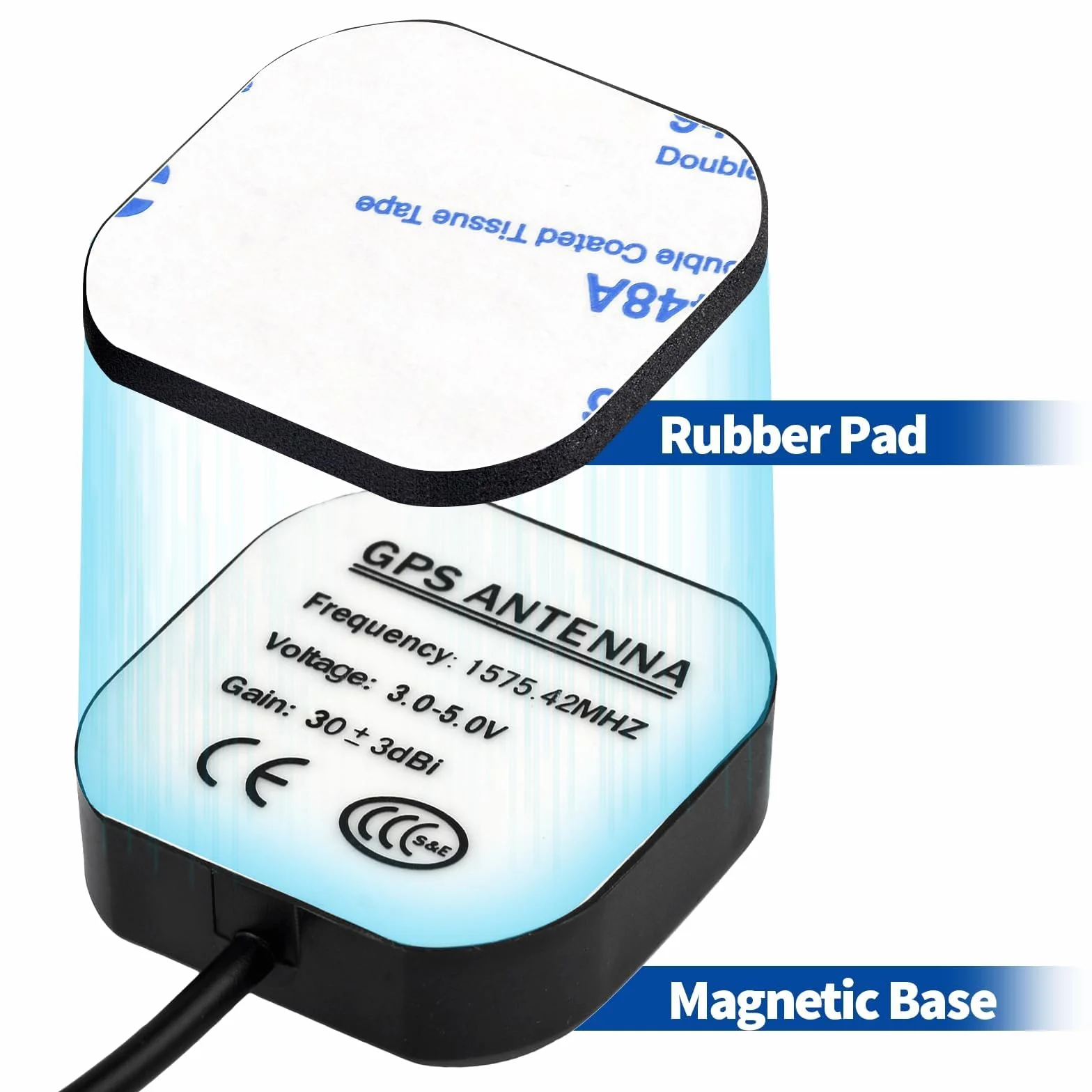 Bingfu Wodoodporny adapter samochodowy Fakra C Antena GPS z kablem przedłużającym 3 m/9,84 stóp do pojazdu z 3-5 V DC, kompatybilny z łodzią morską, lokalizatorem, urządzeniem śledzącym GPS w czasie