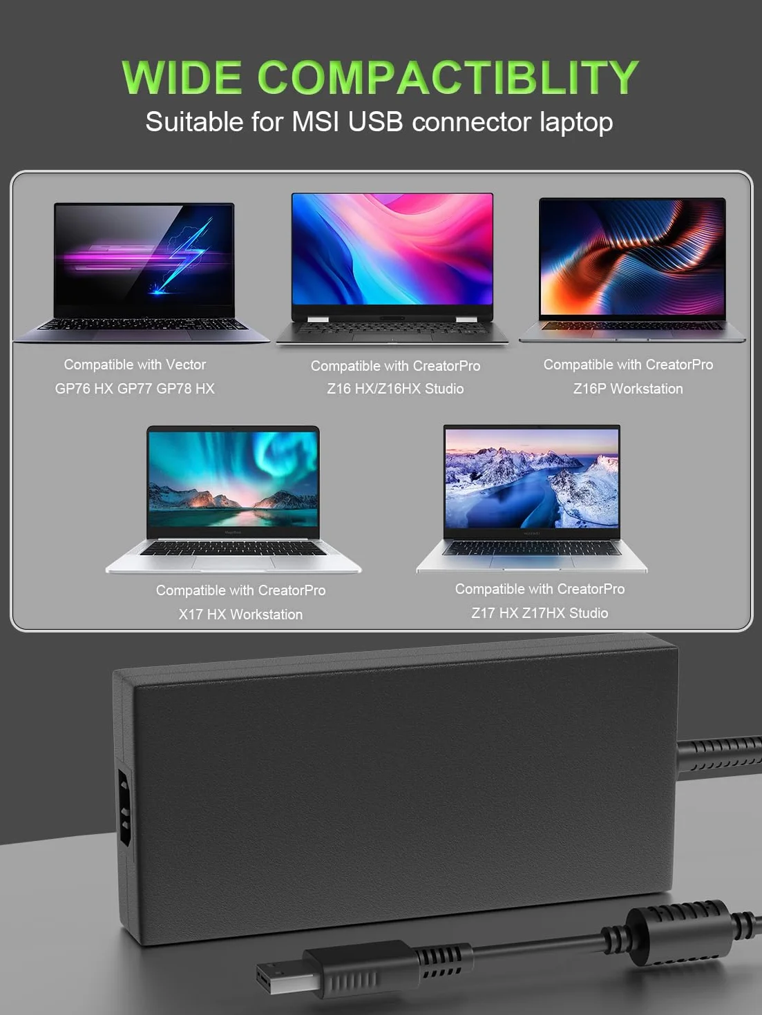 240W Ładowarka kompatybilna z Msi GE76 GE66 Raider, Vector GP77 GP76 GP66 Leopard, Alpha 17 Creator Pro 16 A16 Z17 Z16P Z16 HX Studio, Stealth GS77 A16 16 17 WE76 Laptop