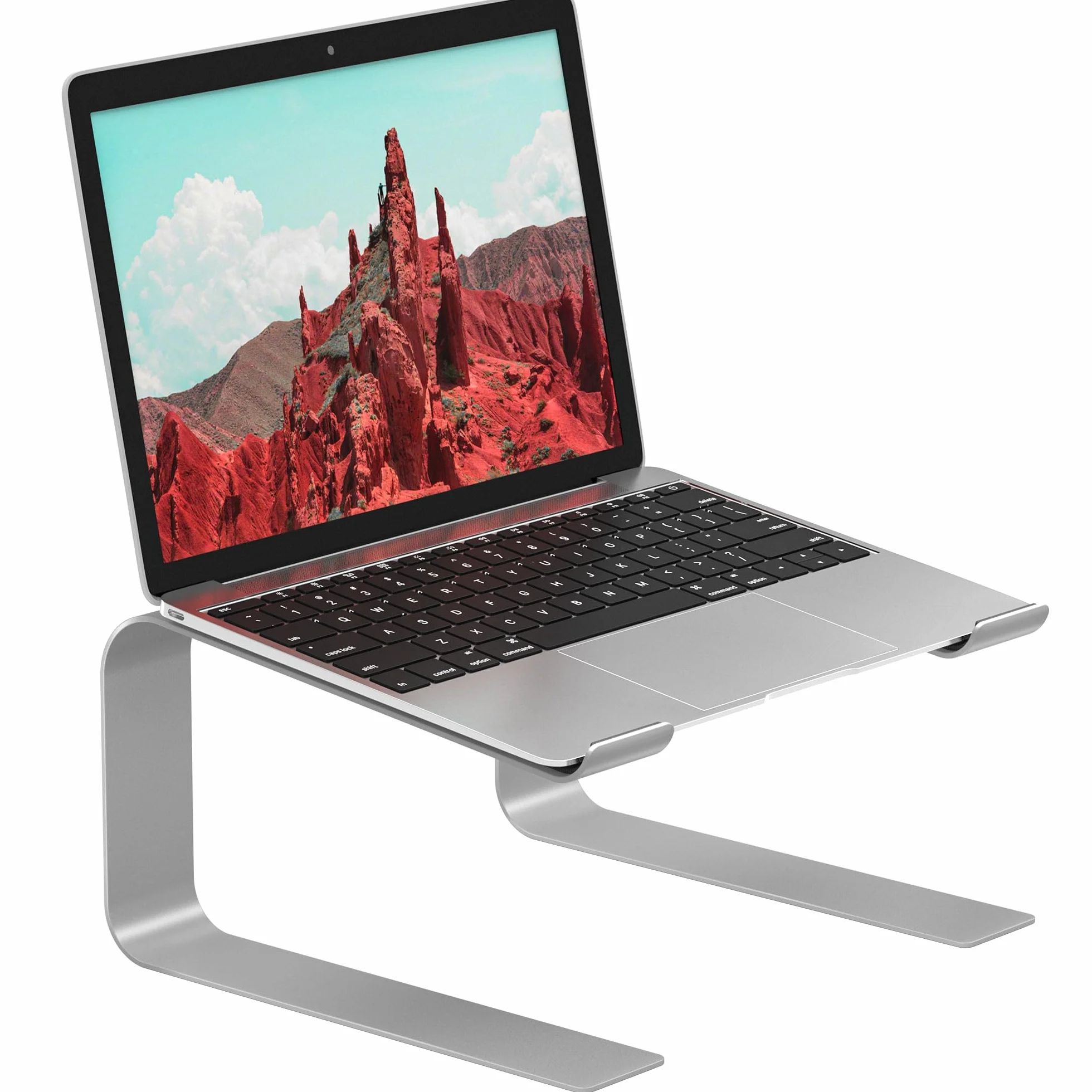 BONTEC Stojak na Laptopa Ergonomiczny, Regulowana Wysokość do 14 cm, Kompatybilny z Laptopami 10-17,3", Stojak Riser na Biurko z Odprowadzaniem Ciepła, Srebrny, Zwiększa Komfort i Poprawia Postawę