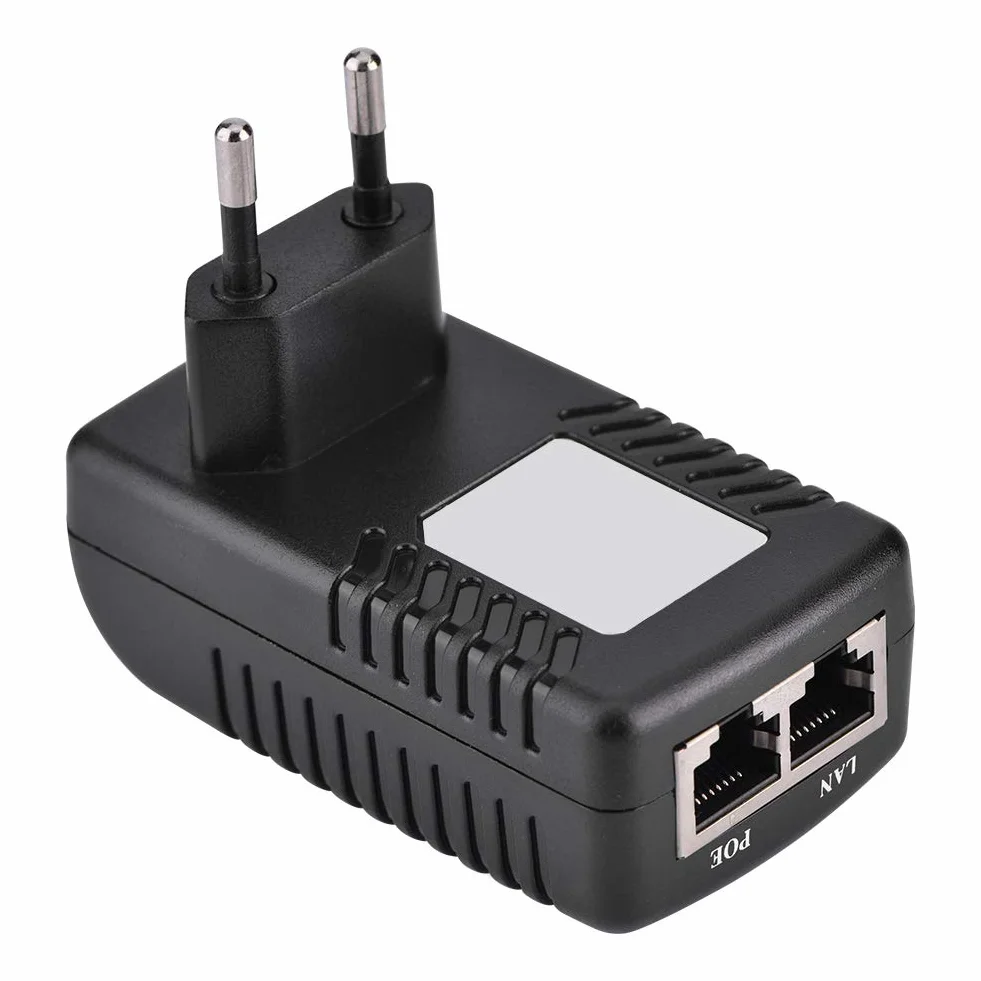 Adapter Poe Zasilacz Poe Czarny 48V 0.5A Ścienny Wtryskiwacz Poe Adapter Ethernet Telefon Ip Zasilacz Kamery Wtyczka Brytyjska