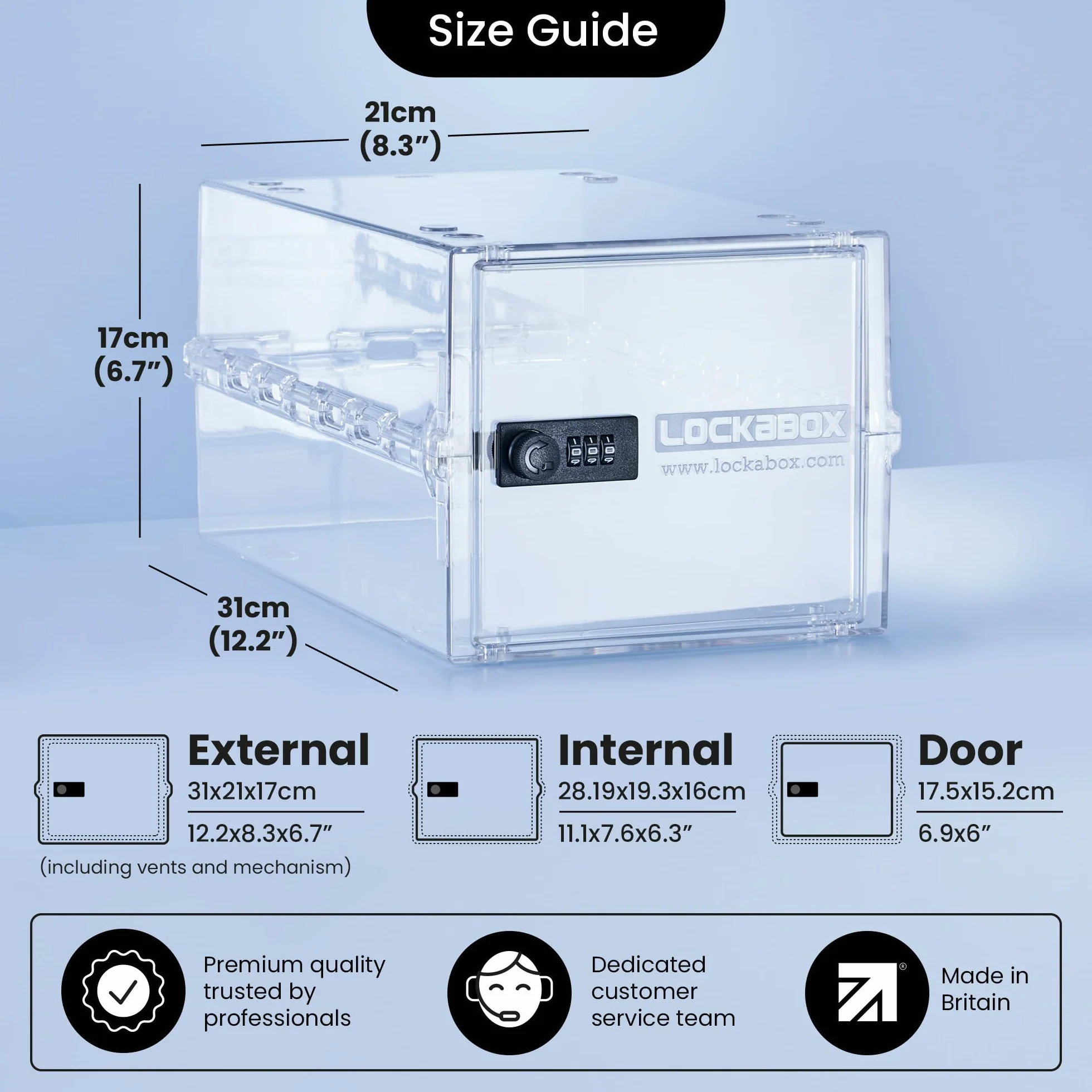 Lockabox One Zamykane pudełko do przechowywania 10 l zamek szyfrowy 31 x 21 x