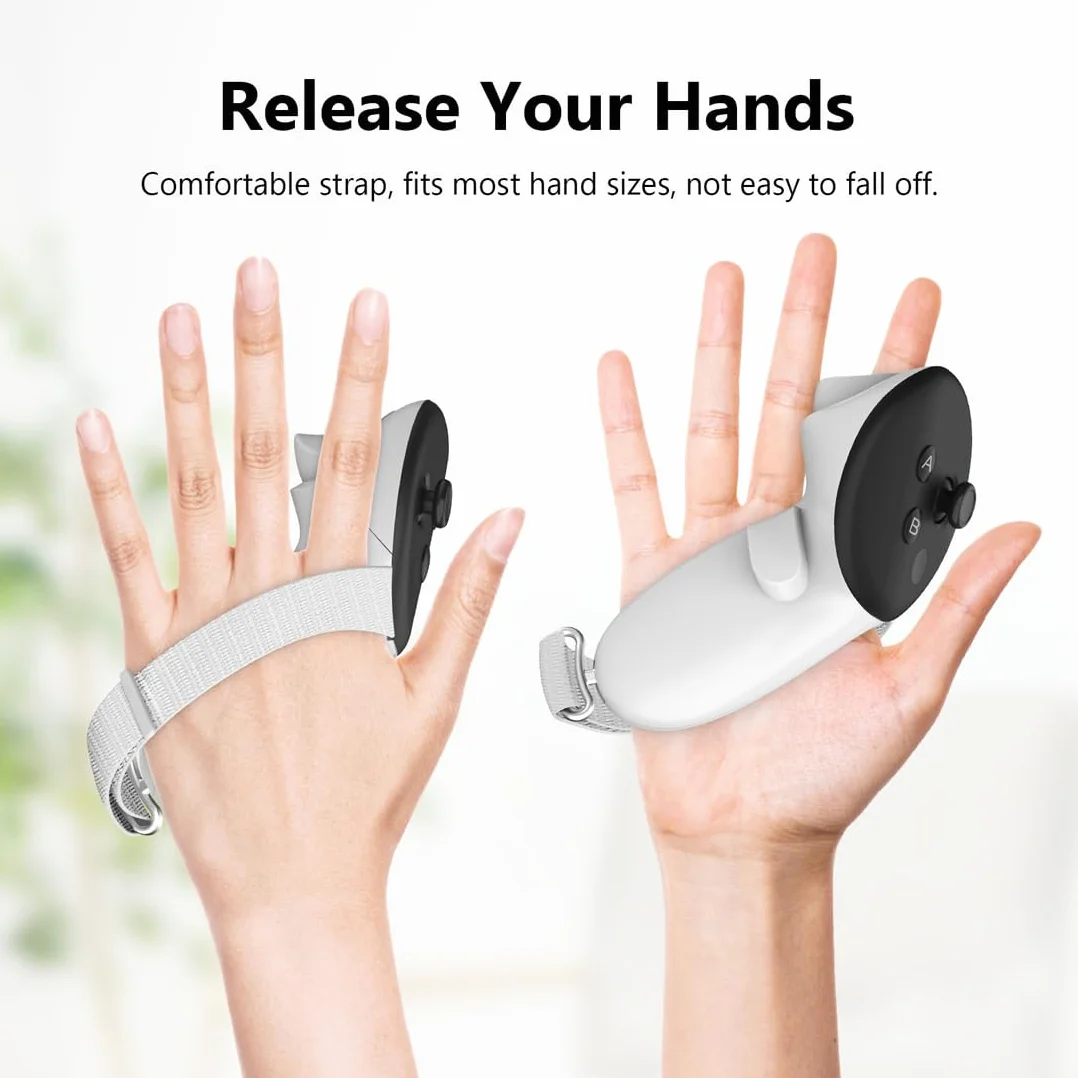 1 para uchwytów kontrolera do Meta Quest 3/3S, zapasowy pasek do akcesoriów Oculus Quest 3 VR, antypoślizgowe paski kontrolera z regulowanymi paskami na kostki