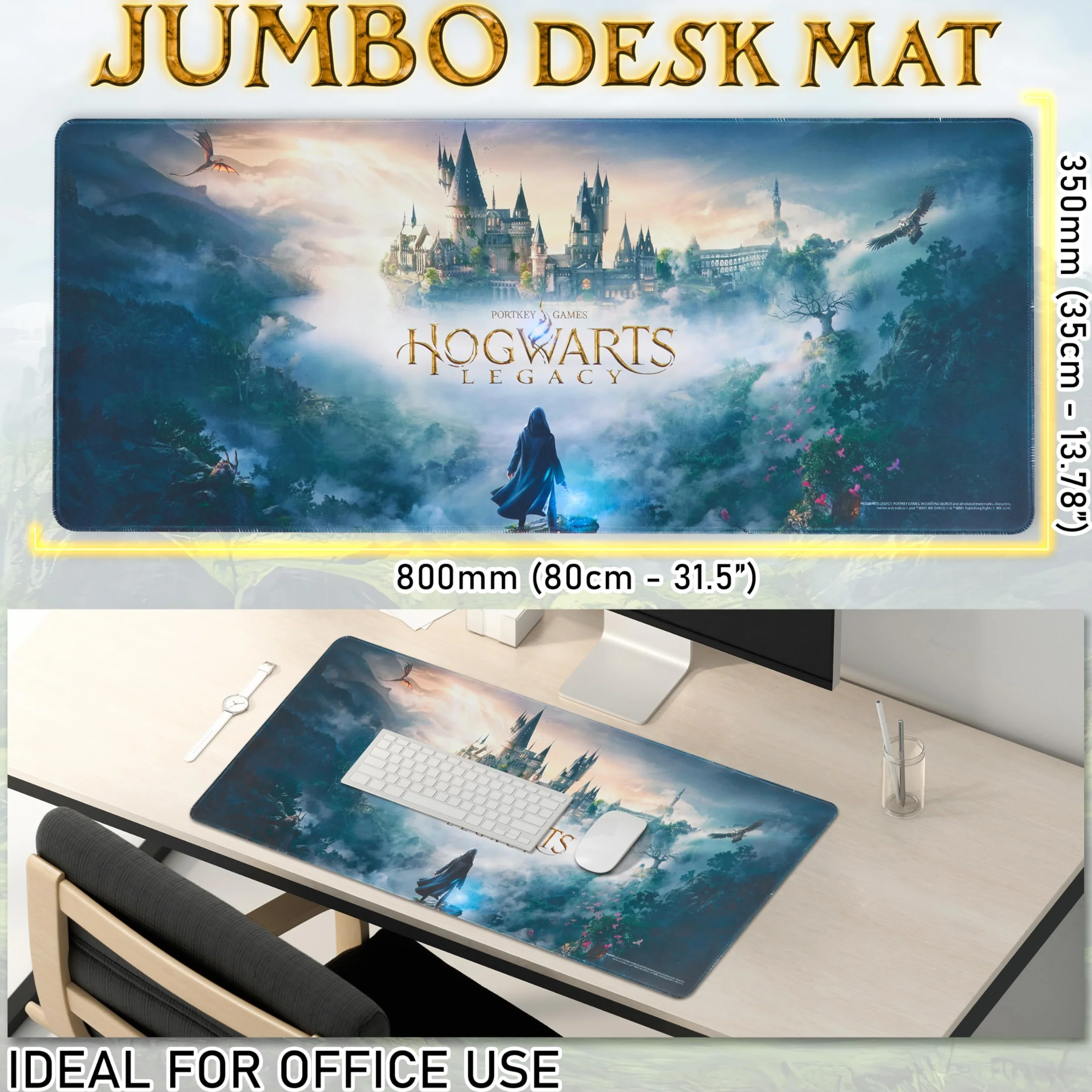 Harry Potter Hogwarts Legacy Gaming Mouse Pad Duża mata na biurko 80 x 35 cm Mata ochronna na biurko PC Laptop Klawiatura Akcesoria na biurko