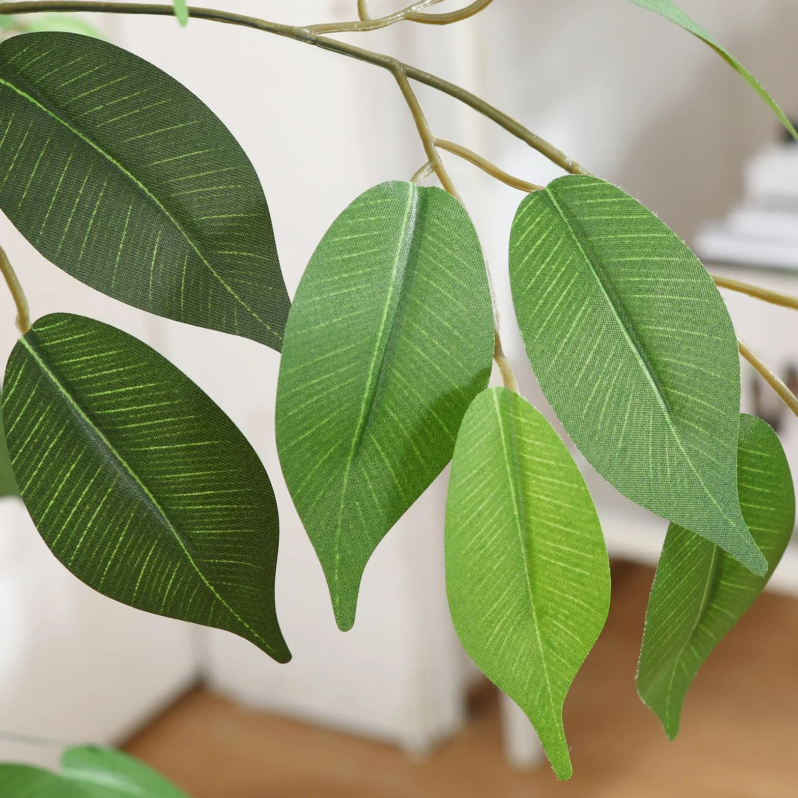 Fopamtri Sztuczna roślina duża, 210 cm, Ficus Benjamina, sztuczna roślina z naturalnego drewna, roślina pokojowa, sztuczne drzewo w doniczce, do domu, biura, na balkon (1 sztuka)