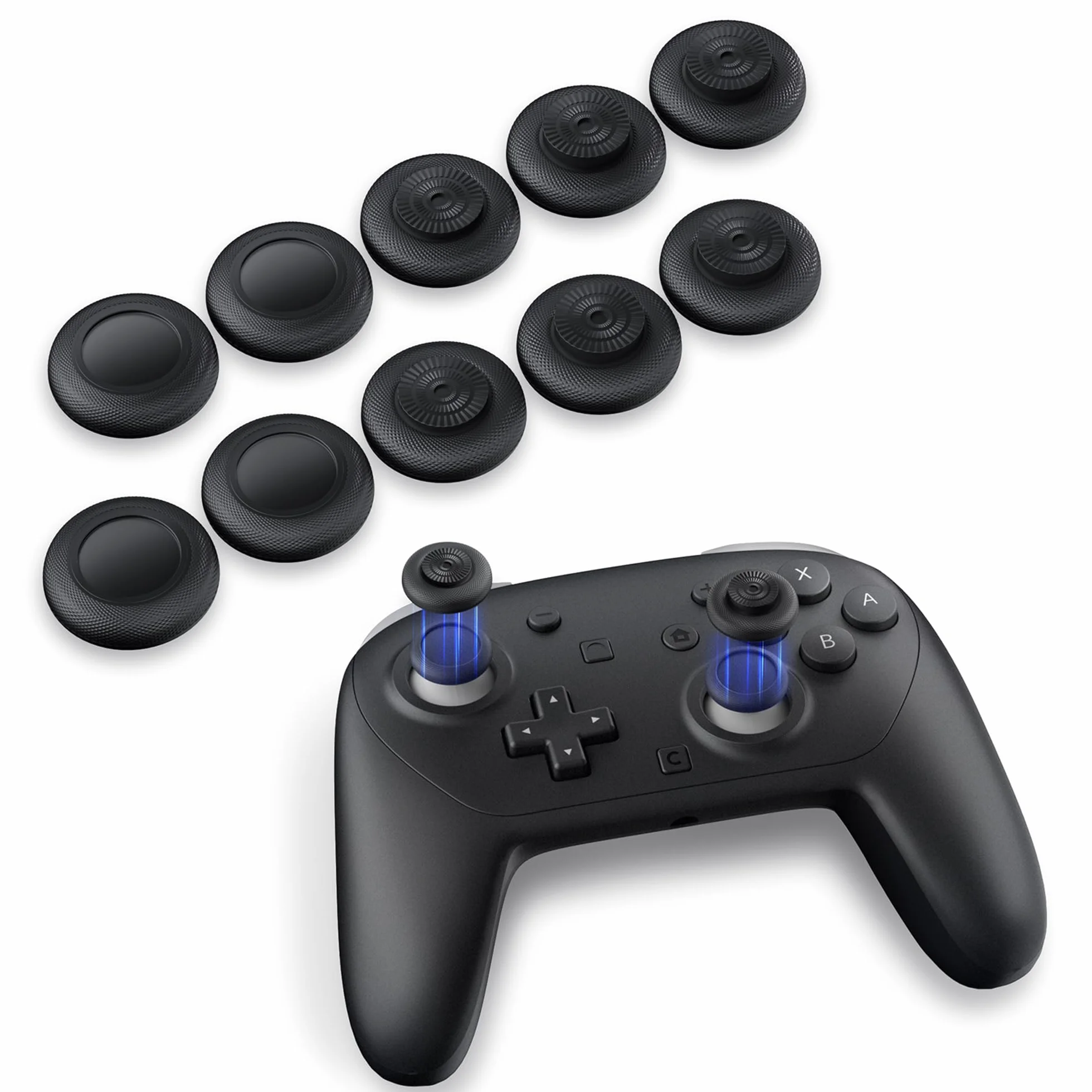 NEWDERY 12 szt. uchwytów na kciuki do Nintendo Switch 2, nakładki na kciuki, ergonomiczna konstrukcja, ulepszony uchwyt do gier, wygodne i trwałe, zamiennik kontrolera joysticka do uchwytu kontrolera