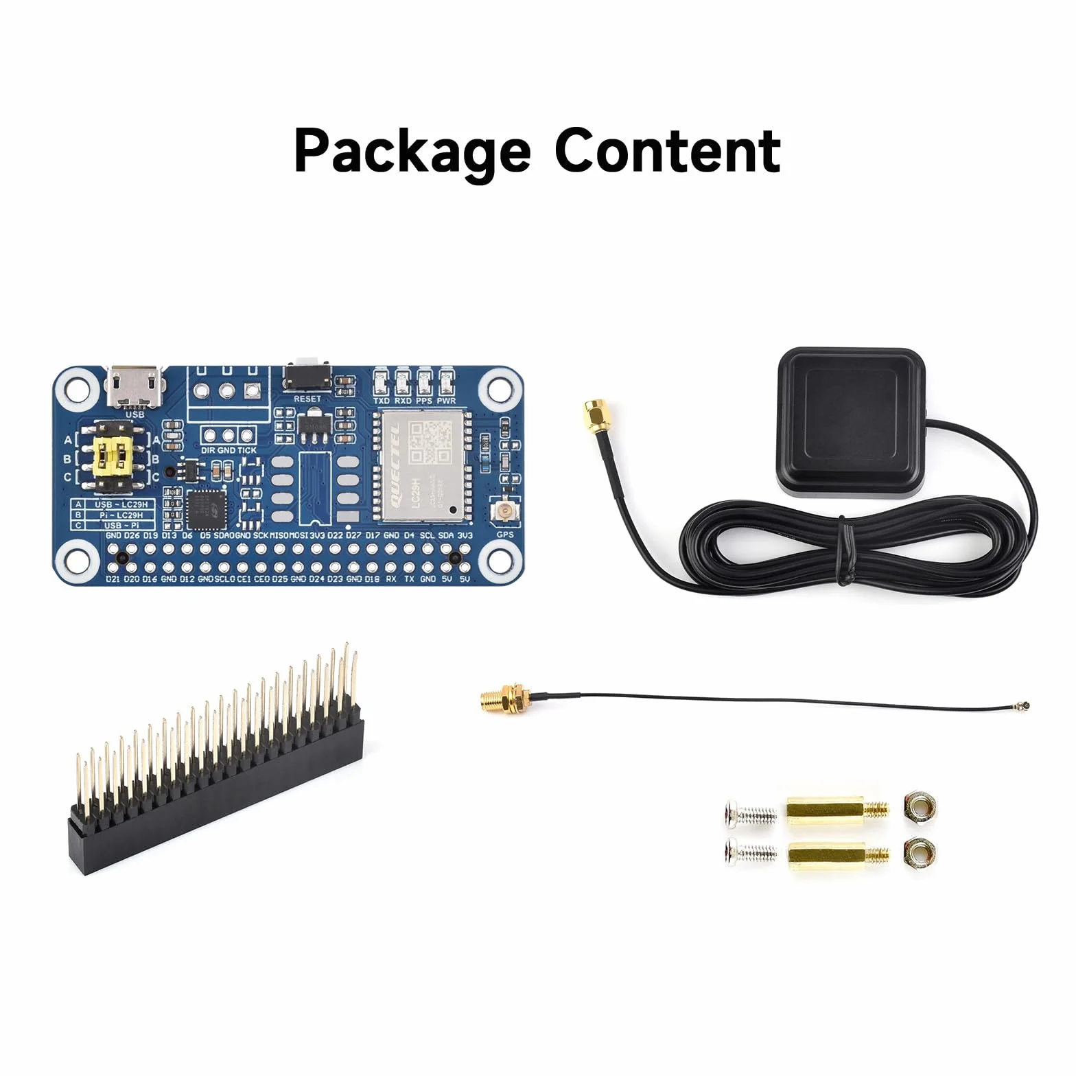 Waveshare LC29H Series Dual-Band GPS Module for Raspberry Pi, Dual-Band L1+L5 Positioning Technology, Supports Positioning Augmentation System and Easy Technology