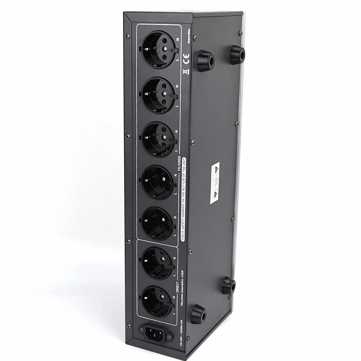 WAudio Filtr liniowy HiFi W-6000S 7 gniazd z miernikiem napięcia, ochroną przed przepięciami i światłem scenicznym (srebrny)