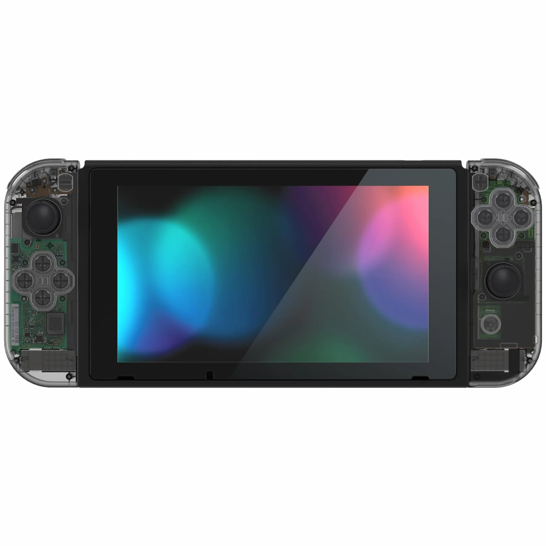 eXtremeRate Pełne etui na Switch Joycon Grip Cover Tylna obudowa Konsola Klawisze DIY Kolorowe przyciski Zamiennik Przezroczysty Czarny