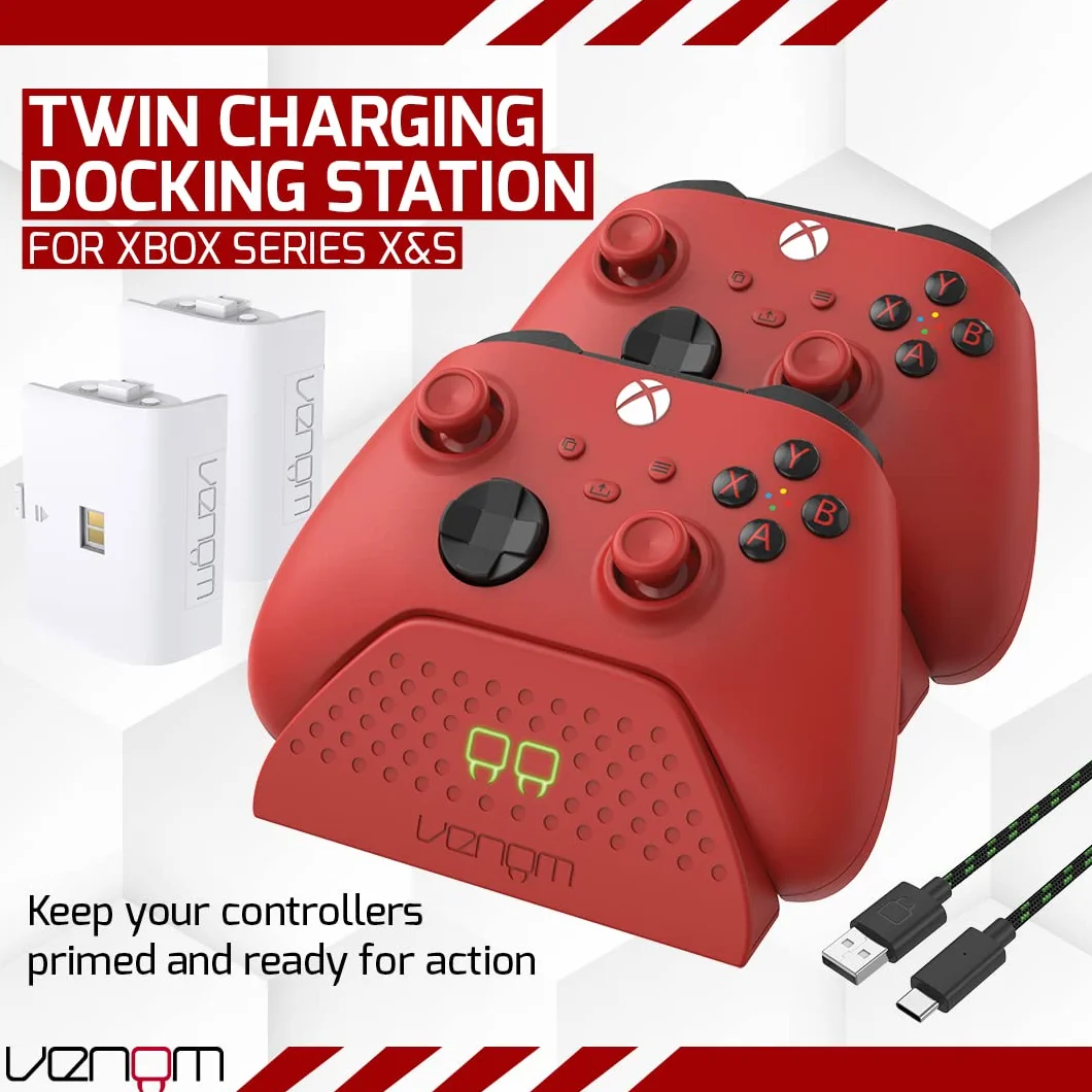 Venom Podwójna stacja ładująca z 2 akumulatorami Pulse Red Xbox Series X S Xbox One